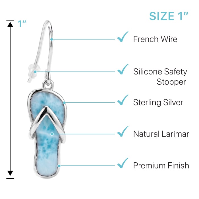 Flip Flop Earrings in Sterling silver by Marahlago Larimar 