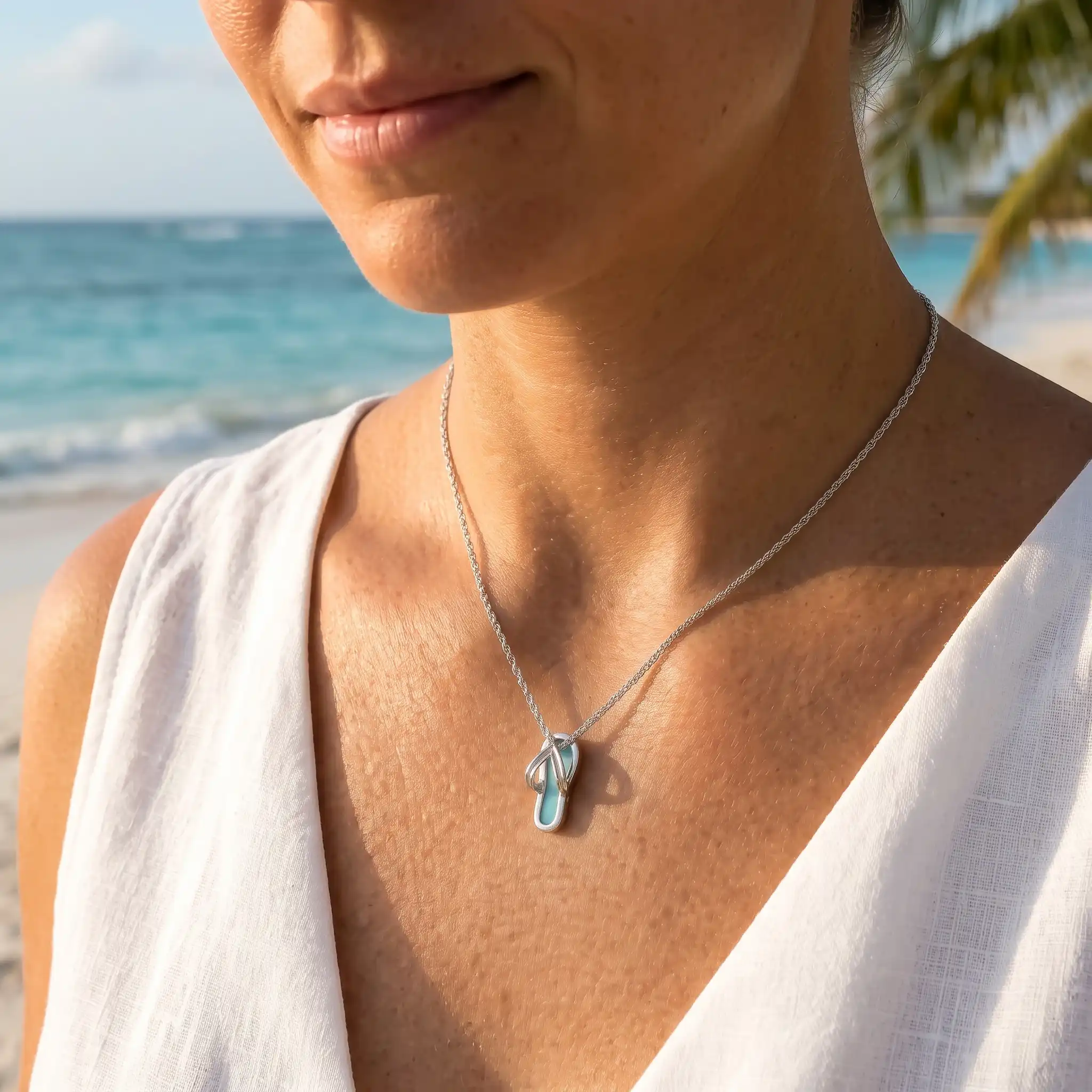 Flip Flop Necklace on beach sand