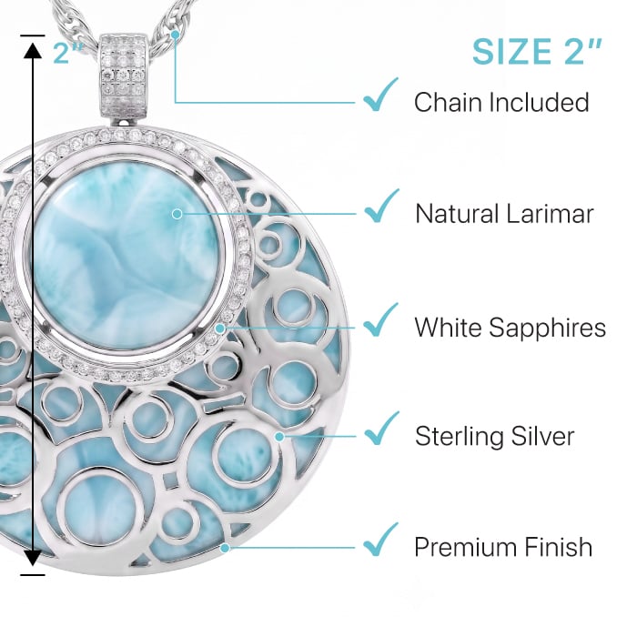 Medallion Necklace in sterling silver with larimar
