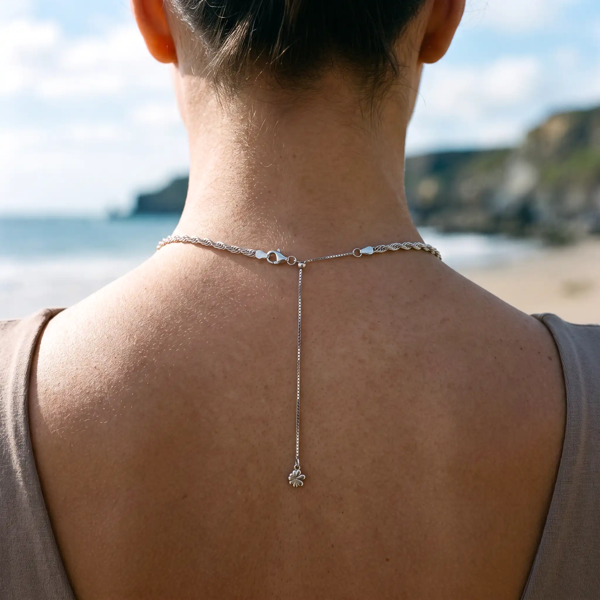 Medallion Necklace in sterling silver with larimar