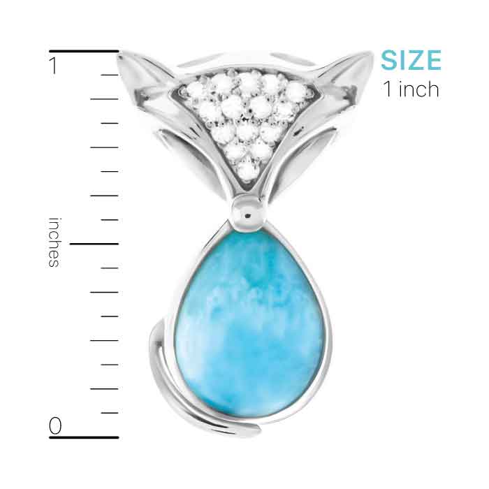 Fox Pendant Necklace with Larimar Gemstone