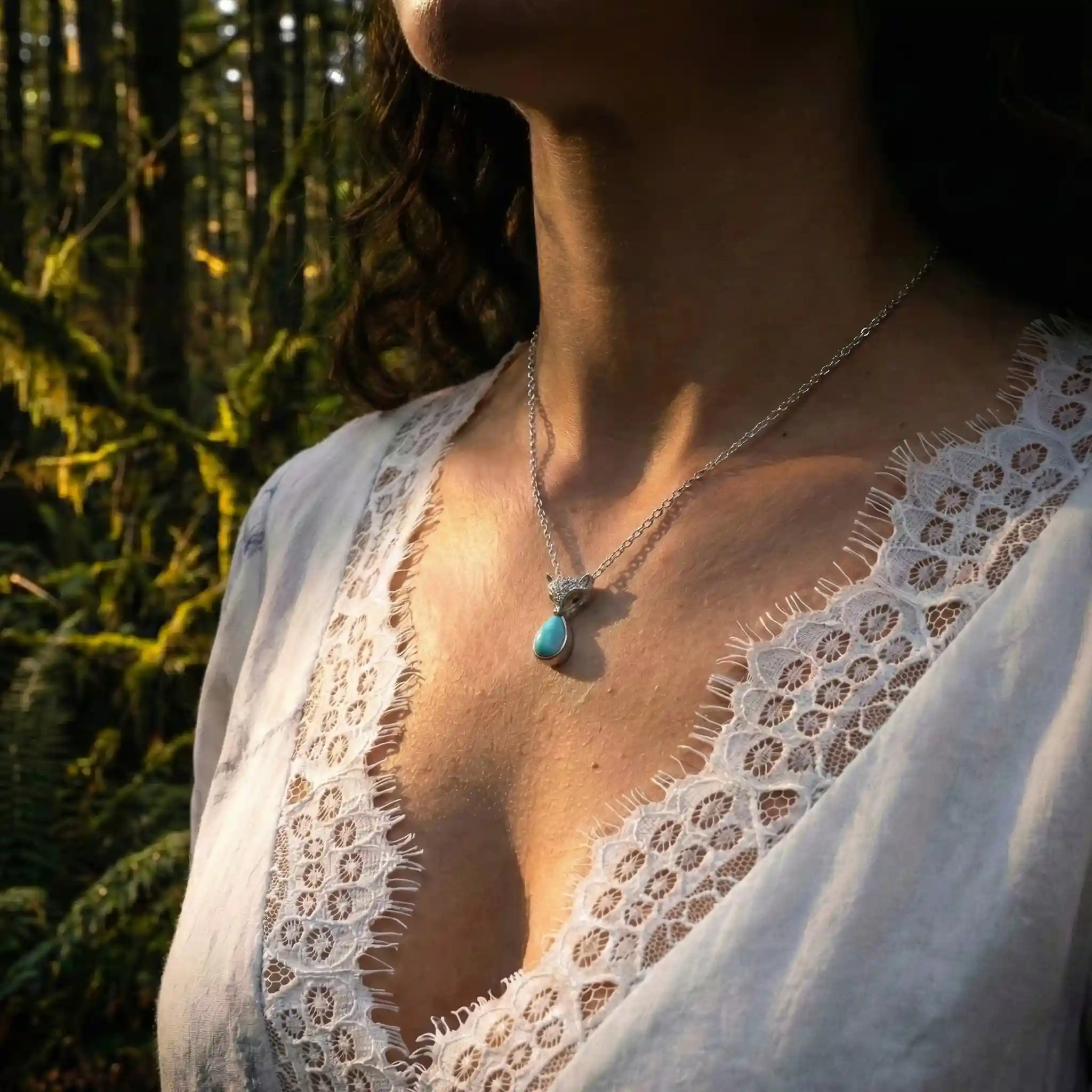 Fox Pendant with larimar