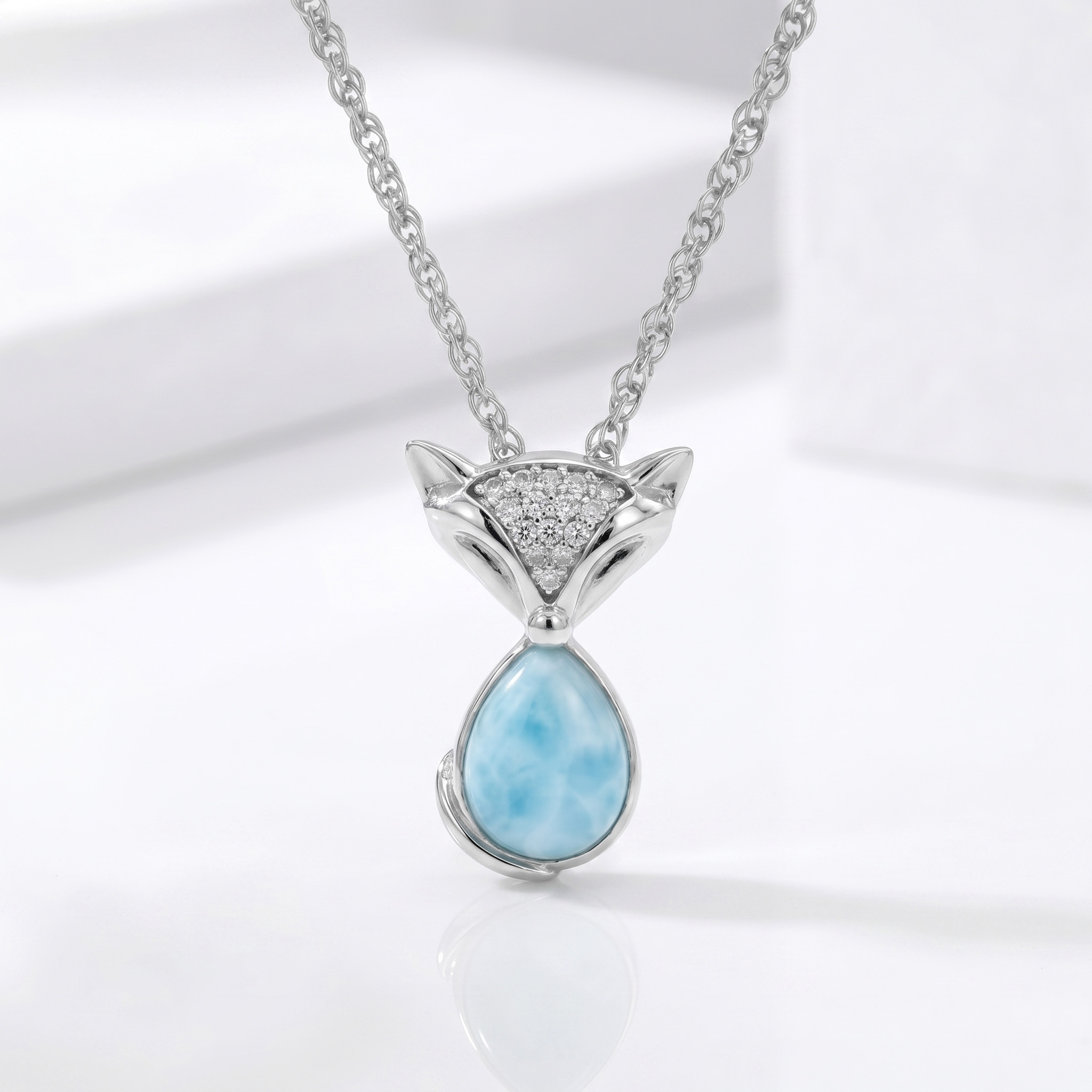 Fox Pendant with sapphires and larimar by Marahlago