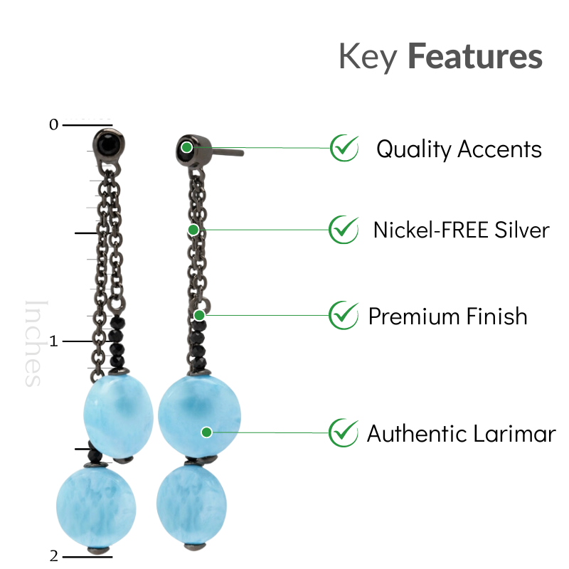 Black Spinel Earrings in sterling silver and larimar by marahlago