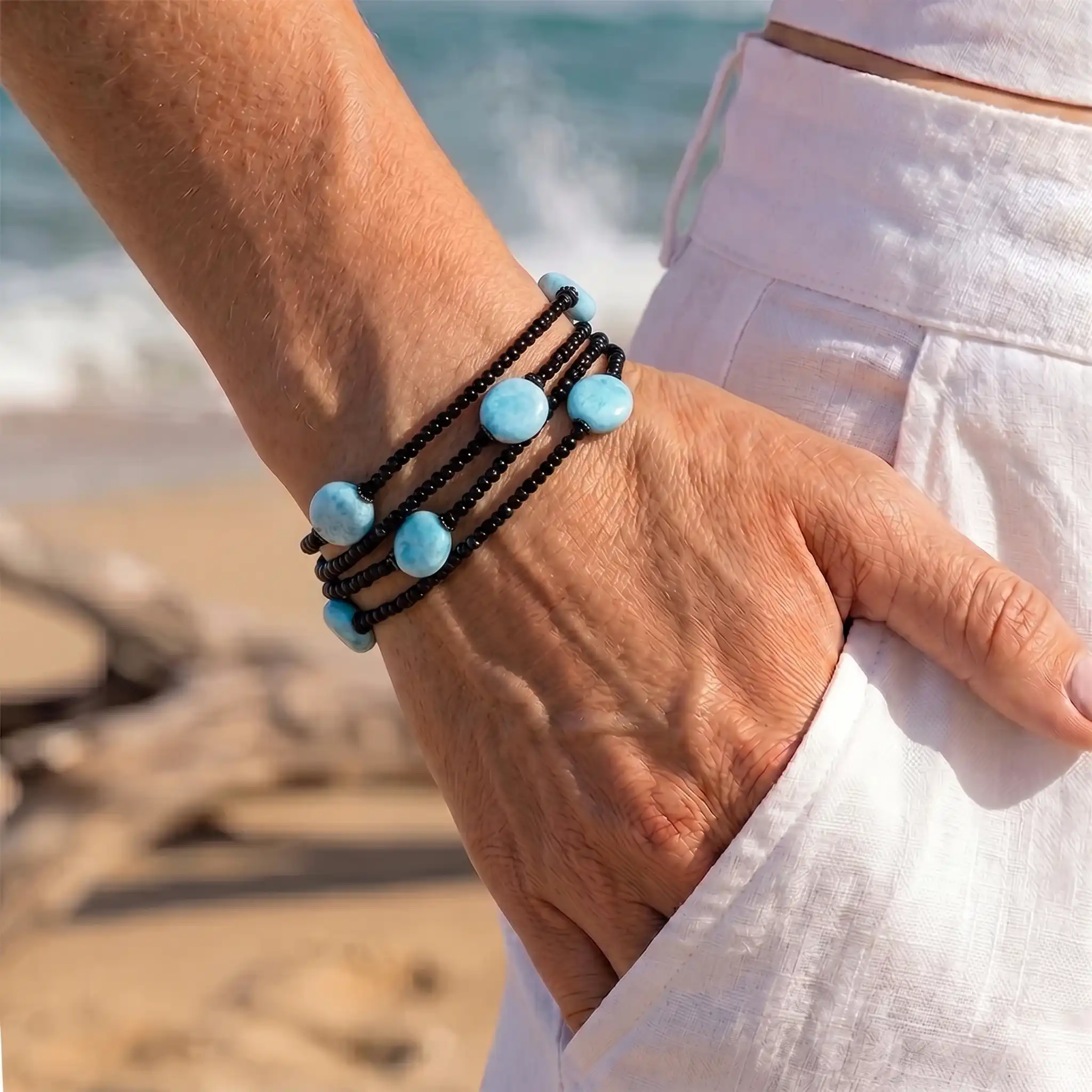 Larimar Galaxy Sterling Silver Bracelet

