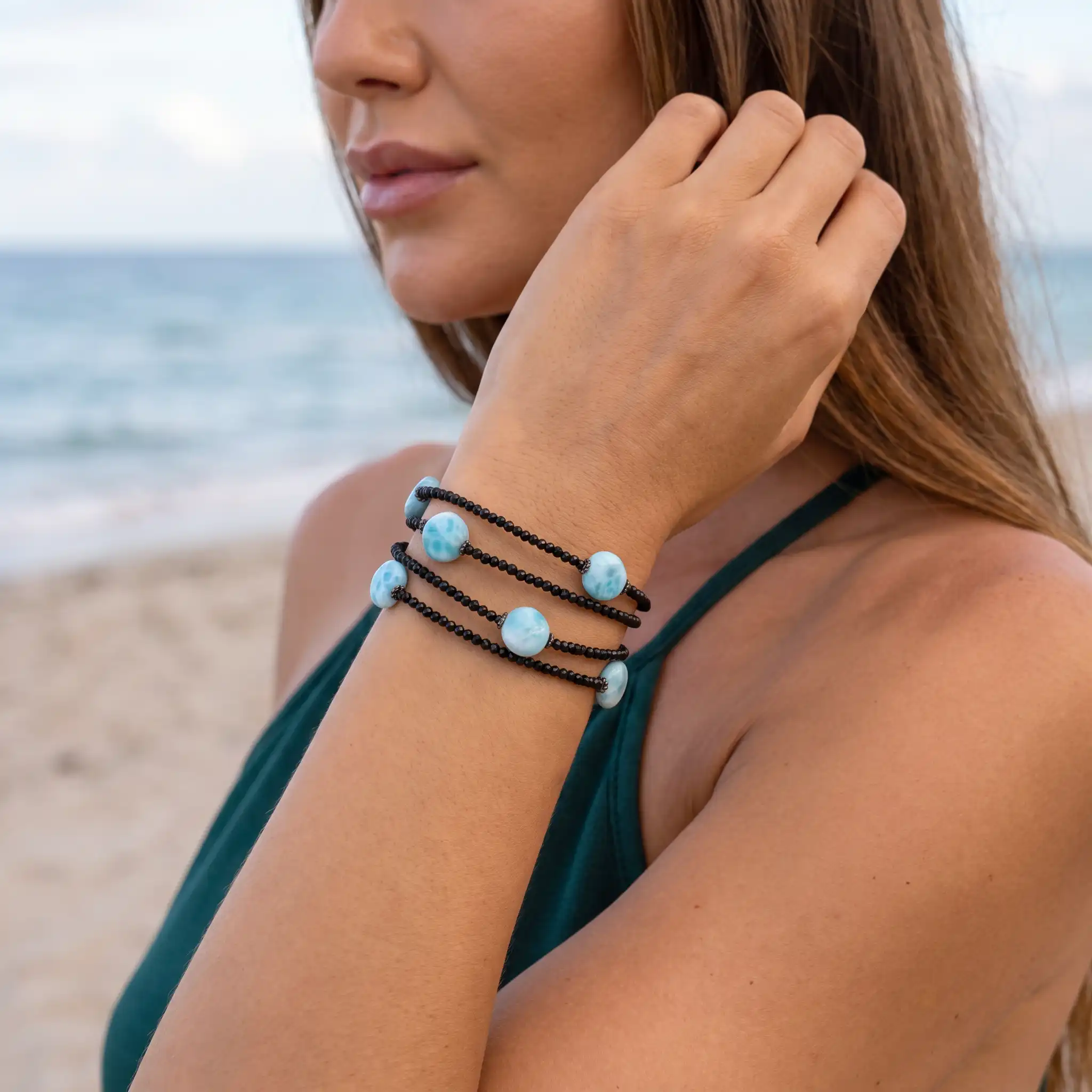 Larimar Galaxy Sterling Silver Bracelet