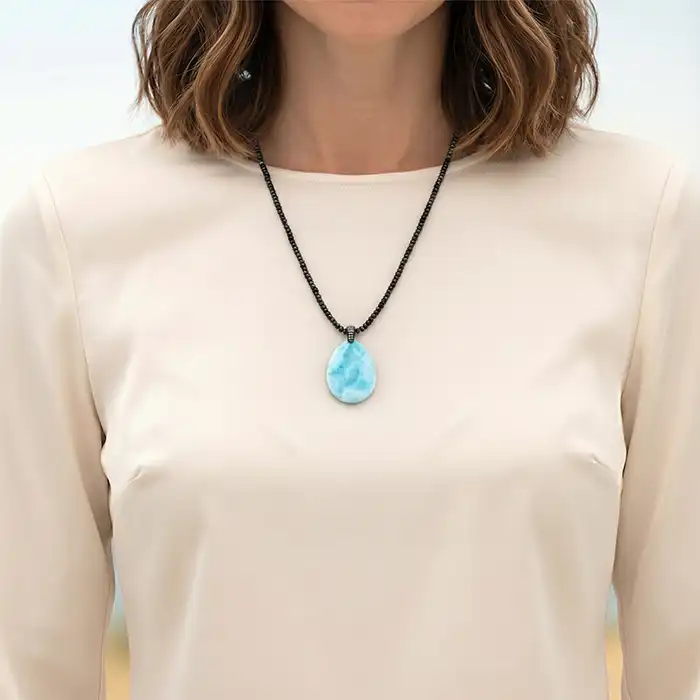 Larimar Galaxy Single Stone Necklace Marahlago