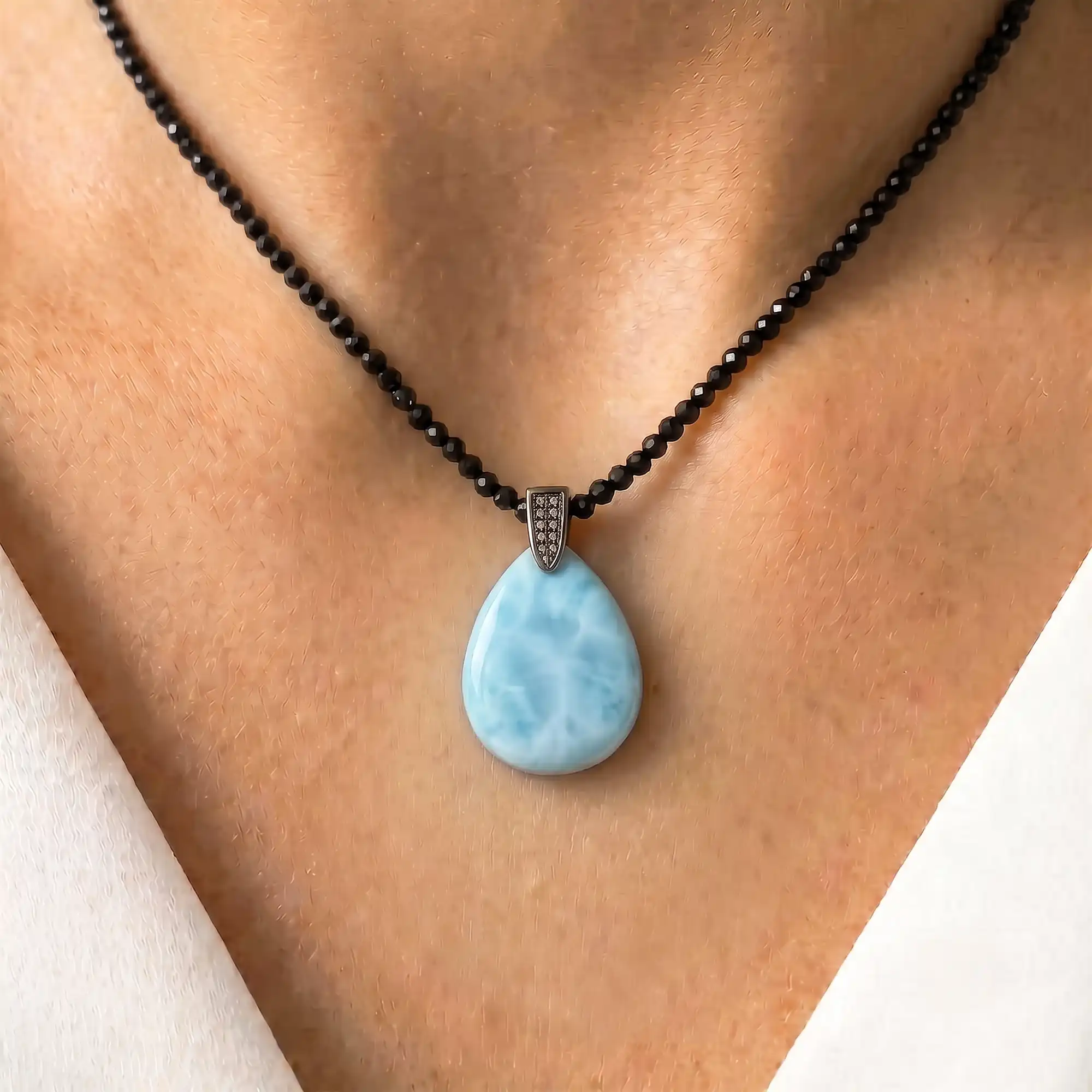 Larimar Galaxy Single Stone Necklace Marahlago
