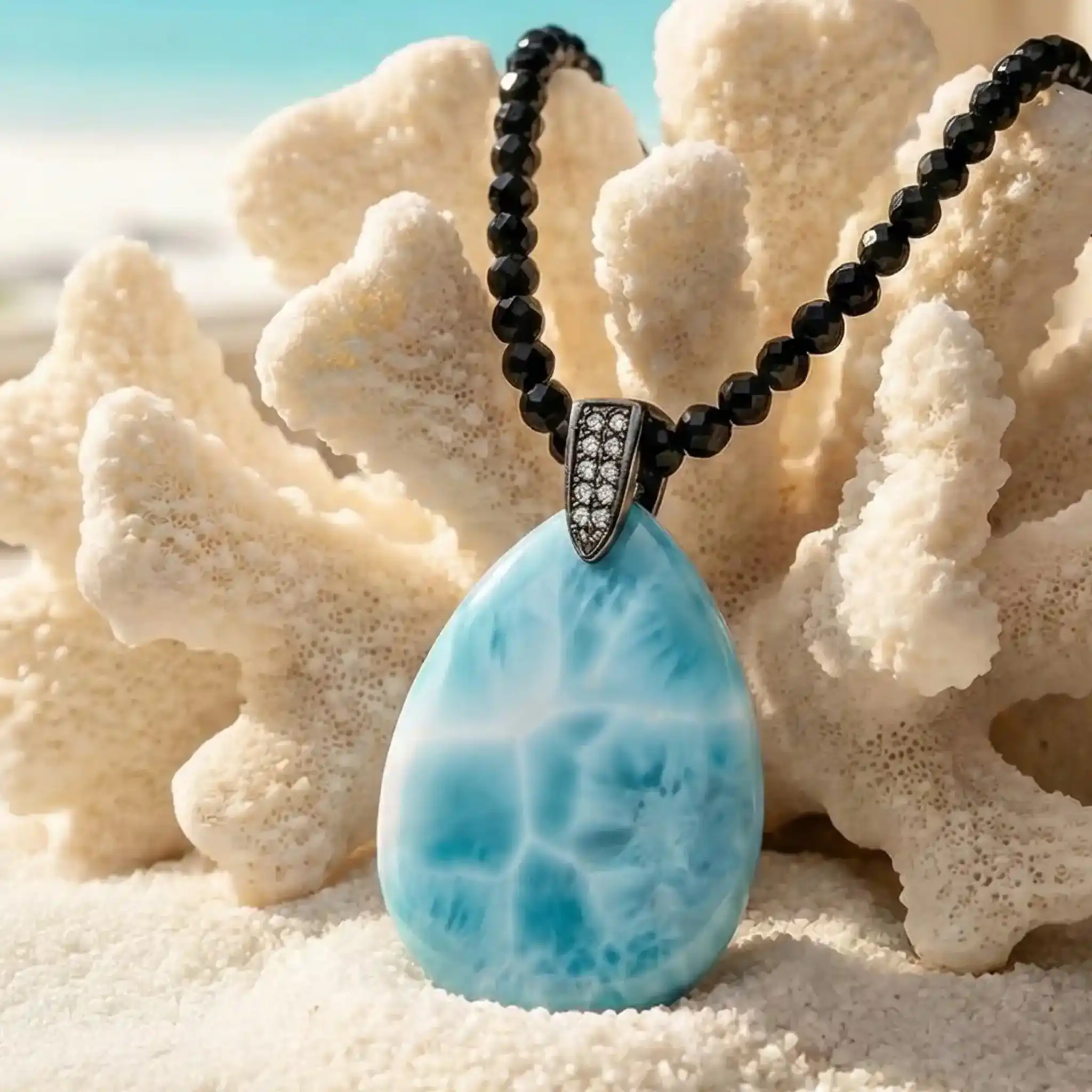 Larimar Galaxy Single Stone Necklace Marahlago