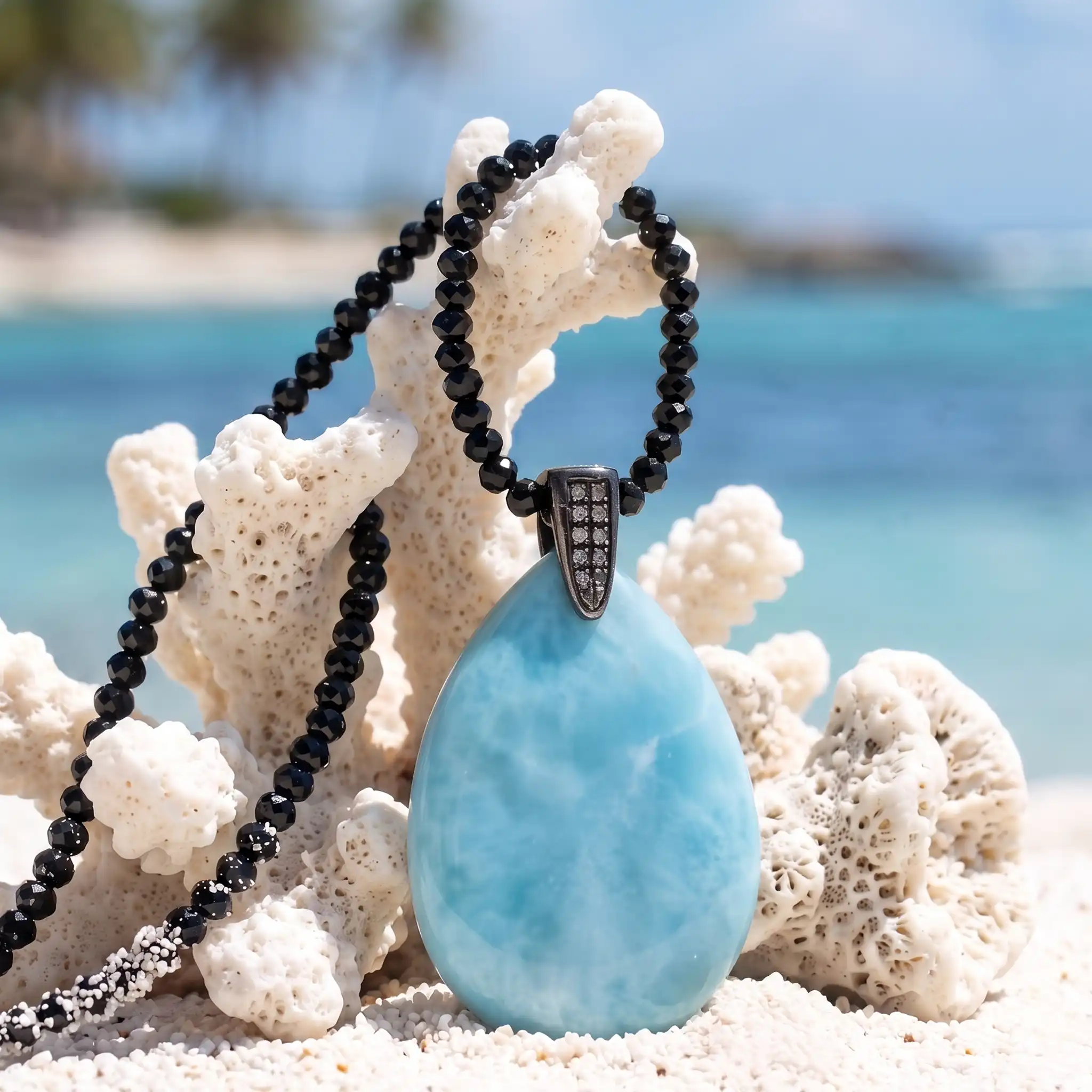 Larimar Galaxy Single Stone Necklace Marahlago