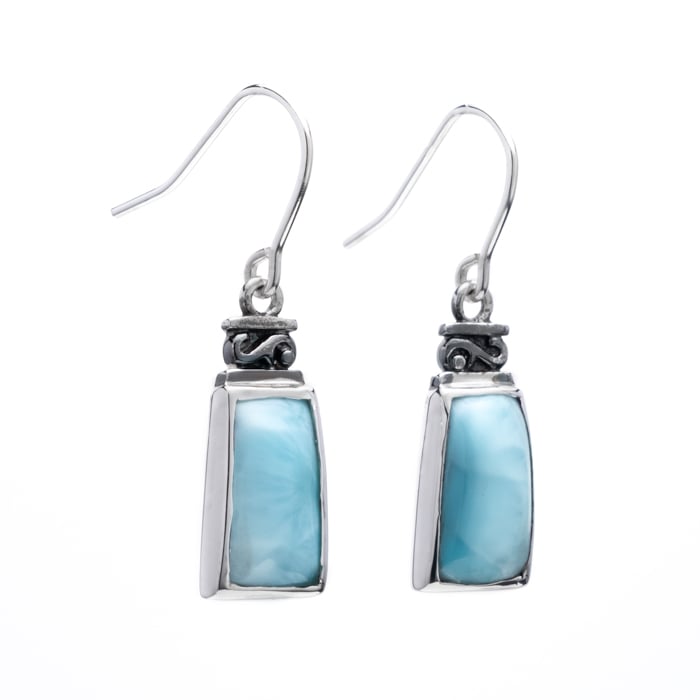 Larimar Sterling Silver Hanna Wire Earrings Marahlago Jewelry 