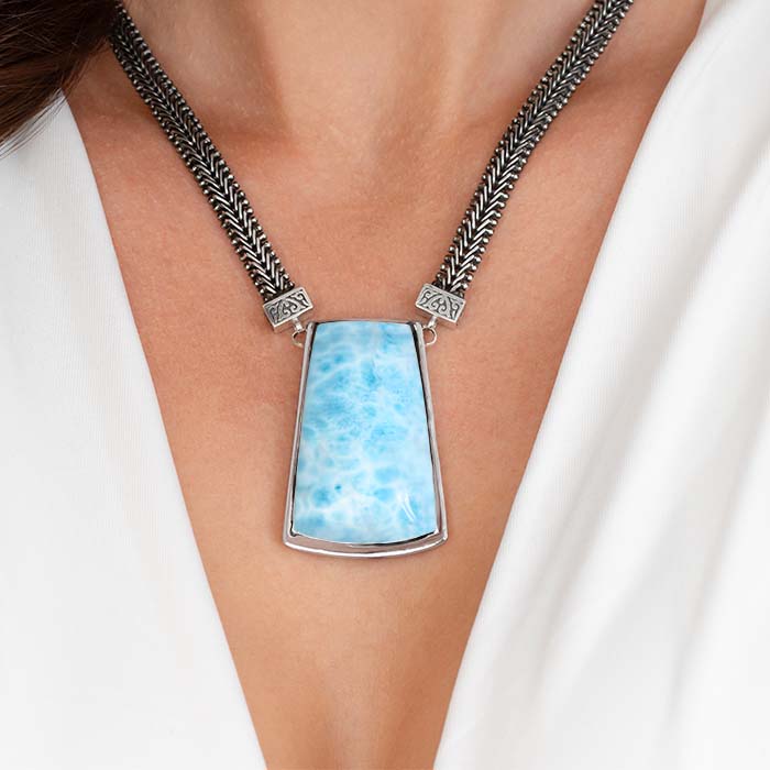 Statement Necklace With Larimar | Hanna Model | Main Image