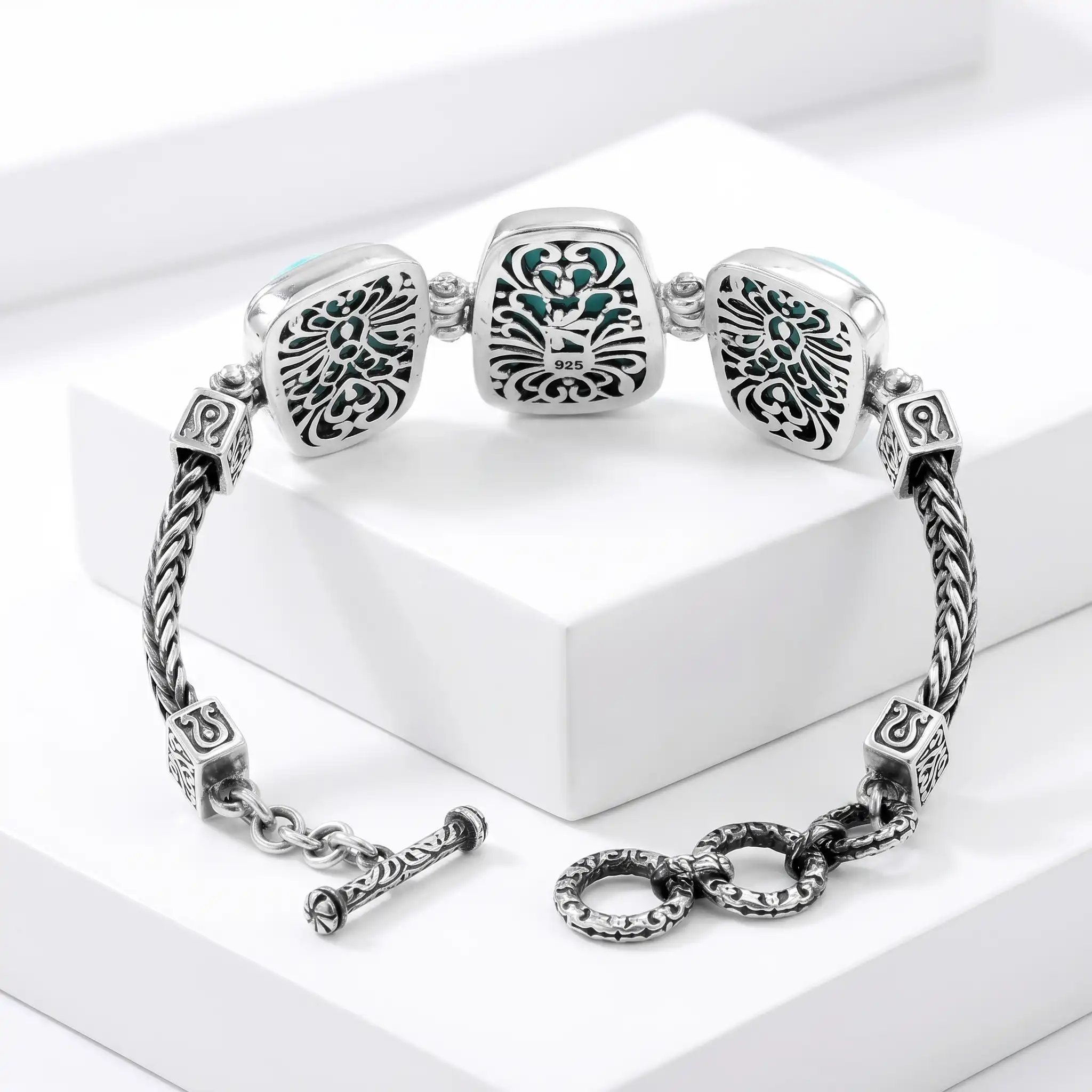 Larimar Sterling Silver Hanna Adjustable Link Bracelet Marahlago Jewelry 