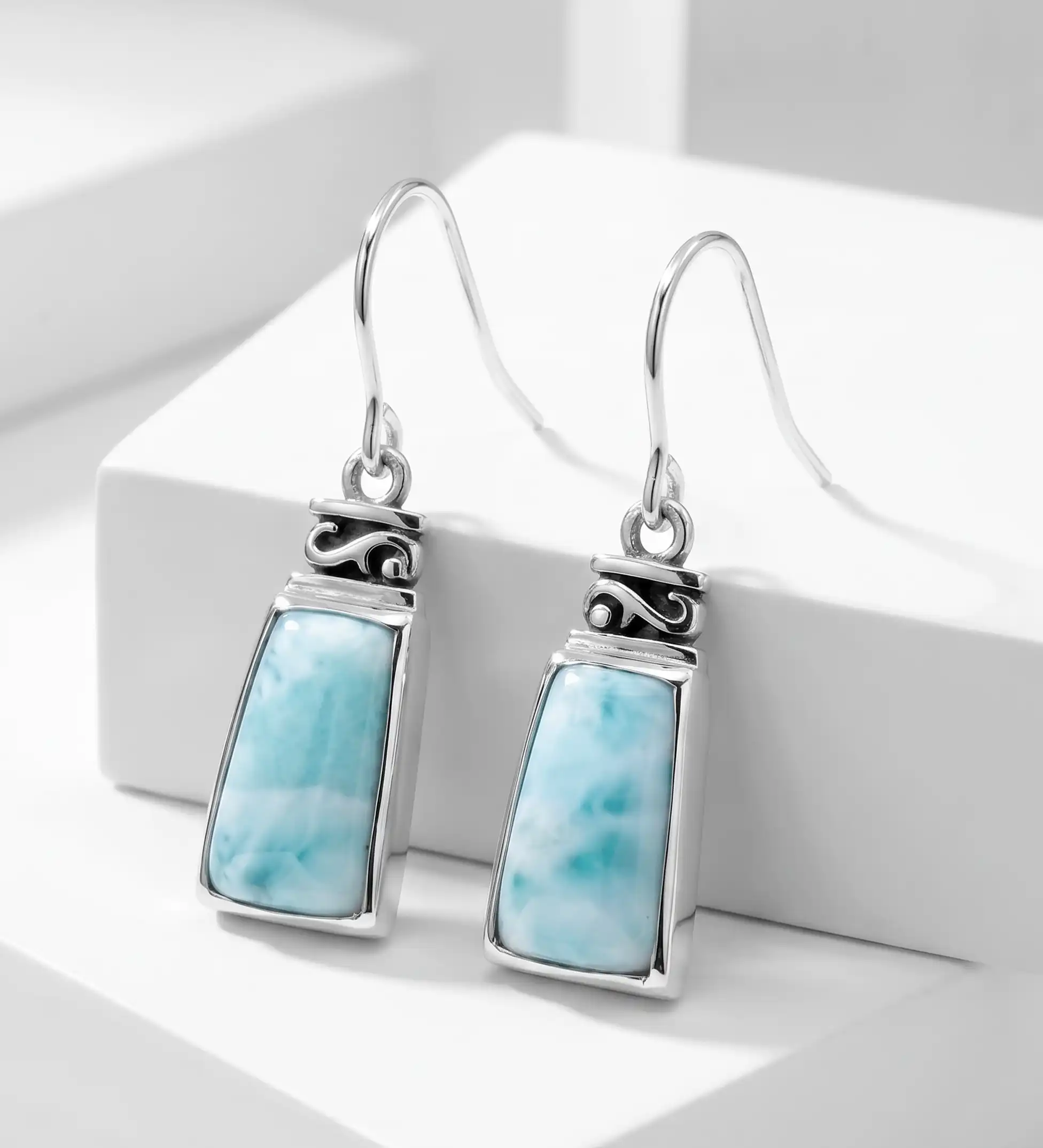 Larimar Hanna Sterling Silver Earrings Marahlago Jewelry 