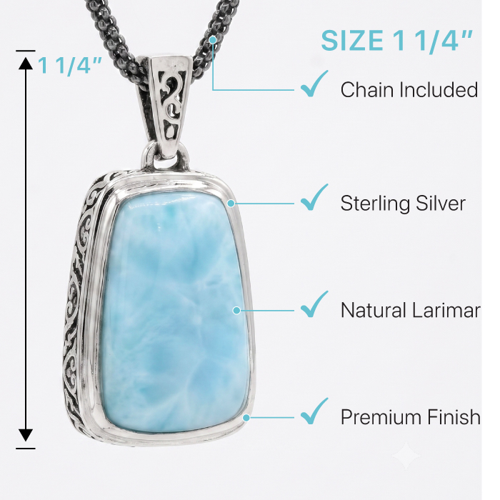 Larimar Hanna Sterling Silver Pendant Design Marahlago