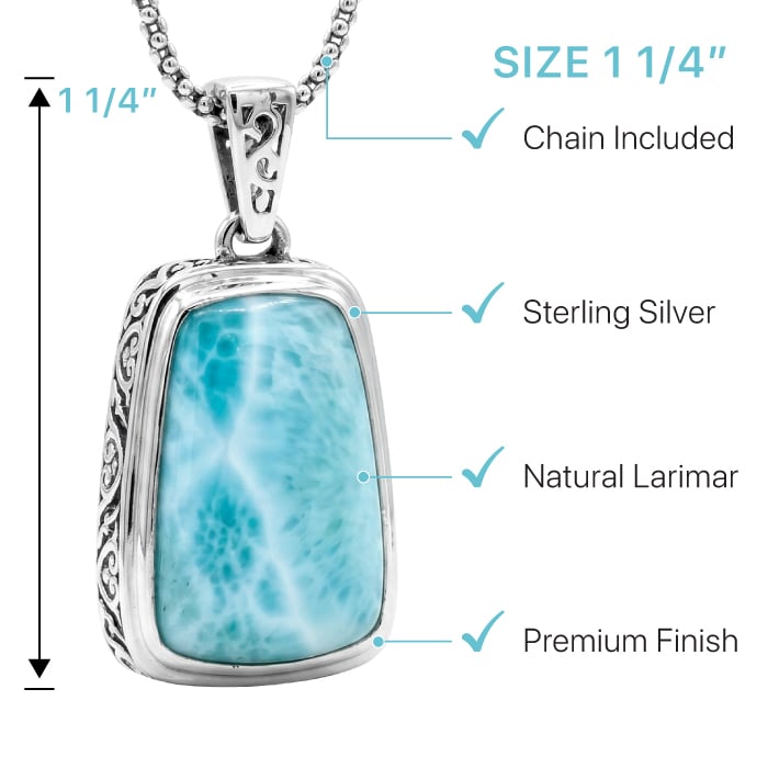 Larimar Hanna Sterling Silver Pendant Design Marahlago