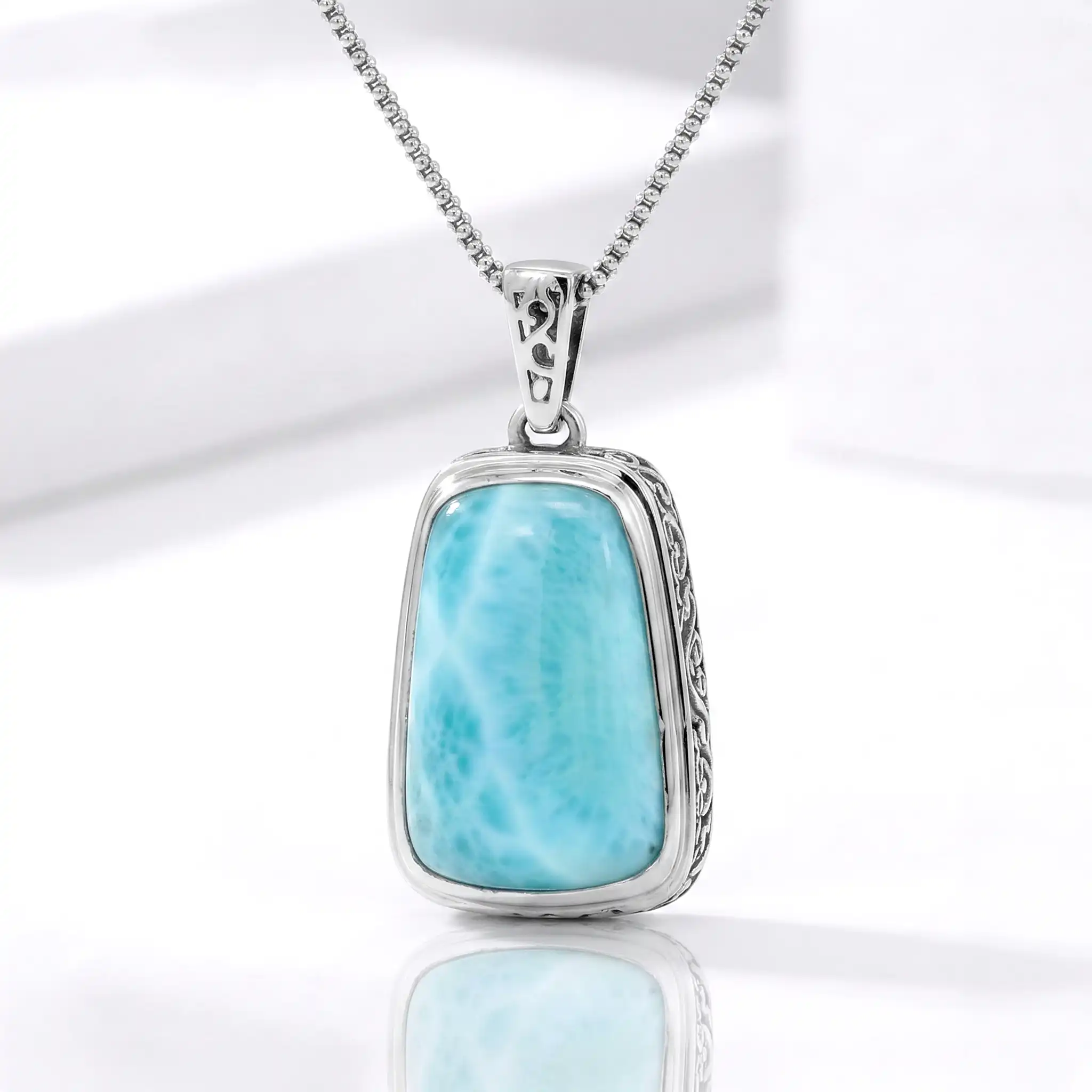 Larimar Hanna Sterling Silver Pendant Design Marahlago