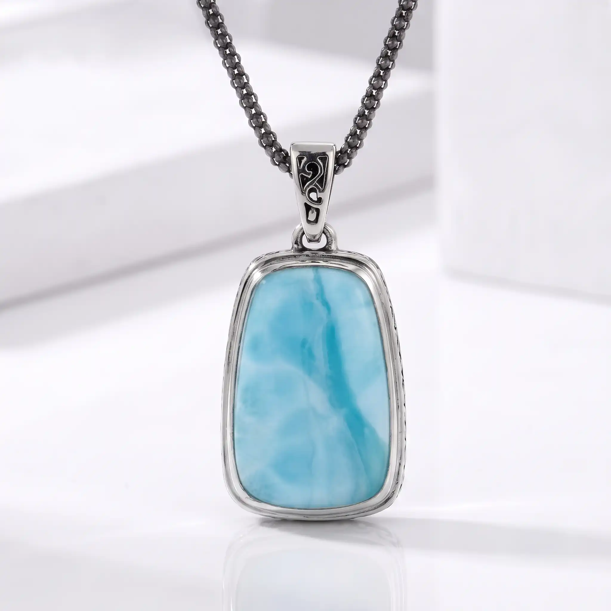 Larimar Hanna Sterling Silver Pendant Design Marahlago