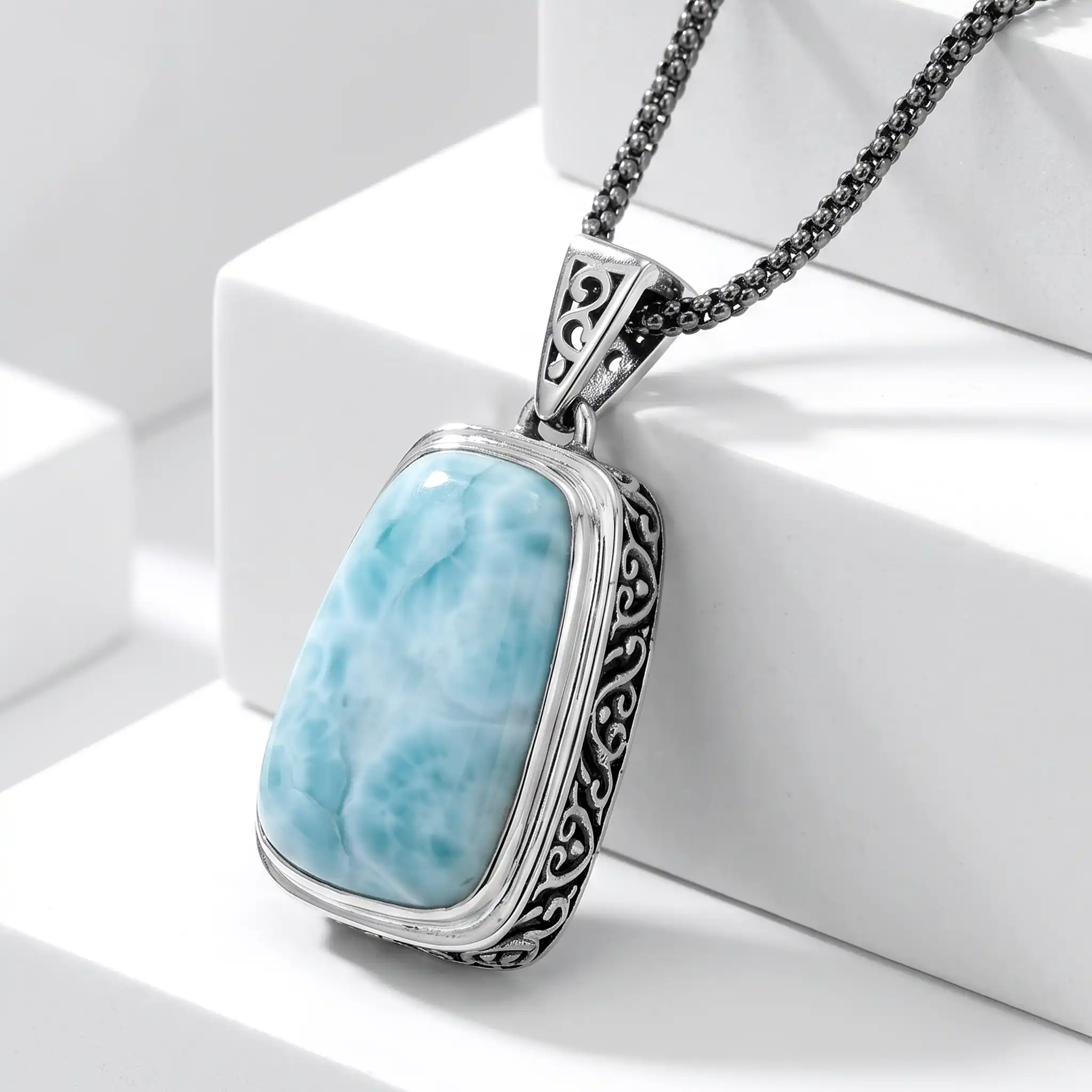 Larimar Hanna Sterling Silver Pendant Design Marahlago