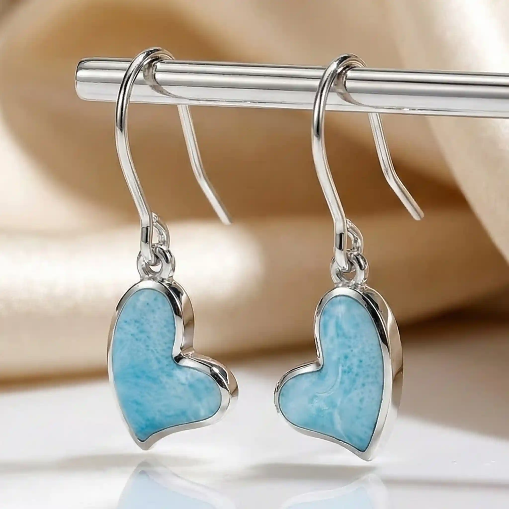 Heart Earrings in Sterling silver by Marahlago Larimar 