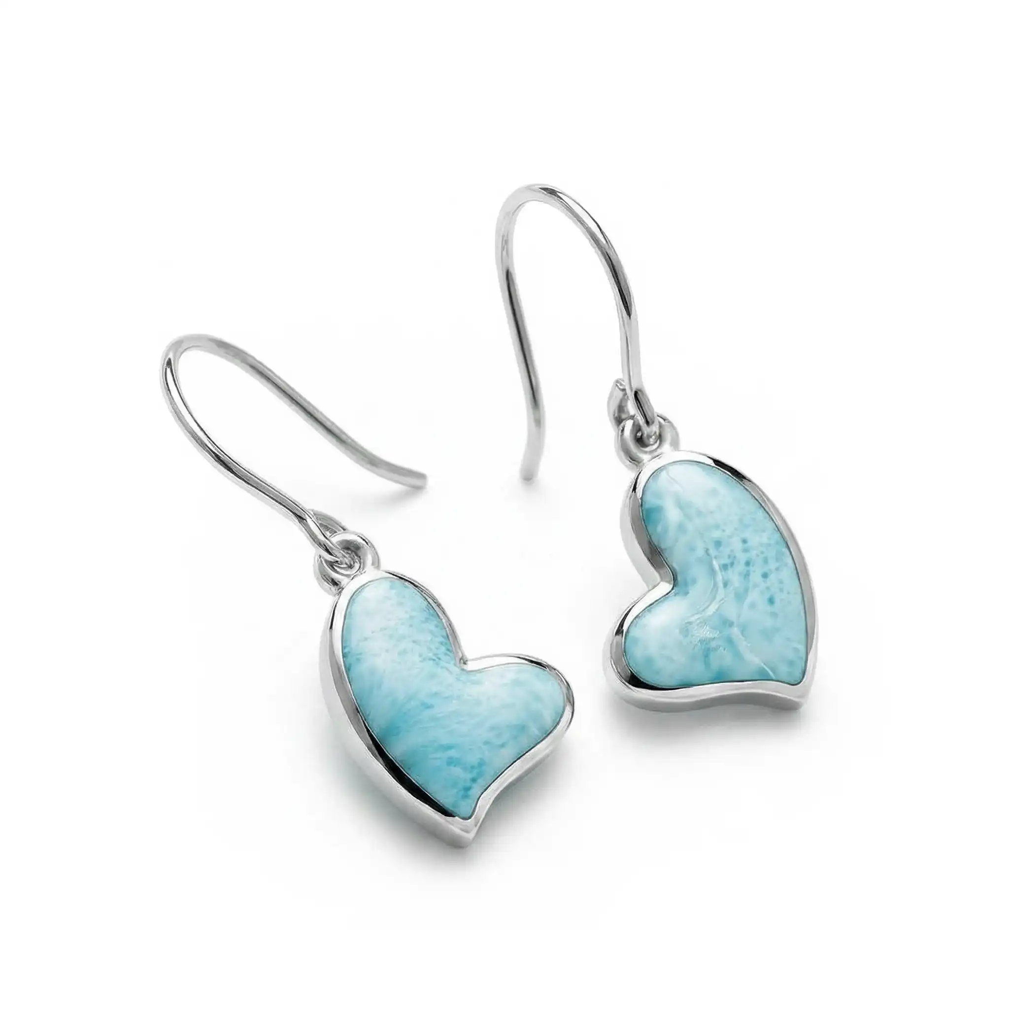 Heart Earrings in Sterling silver by Marahlago Larimar 