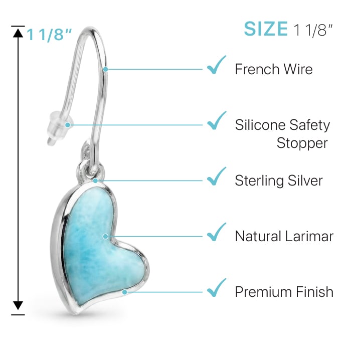 Heart Earrings in Sterling silver by Marahlago Larimar 
