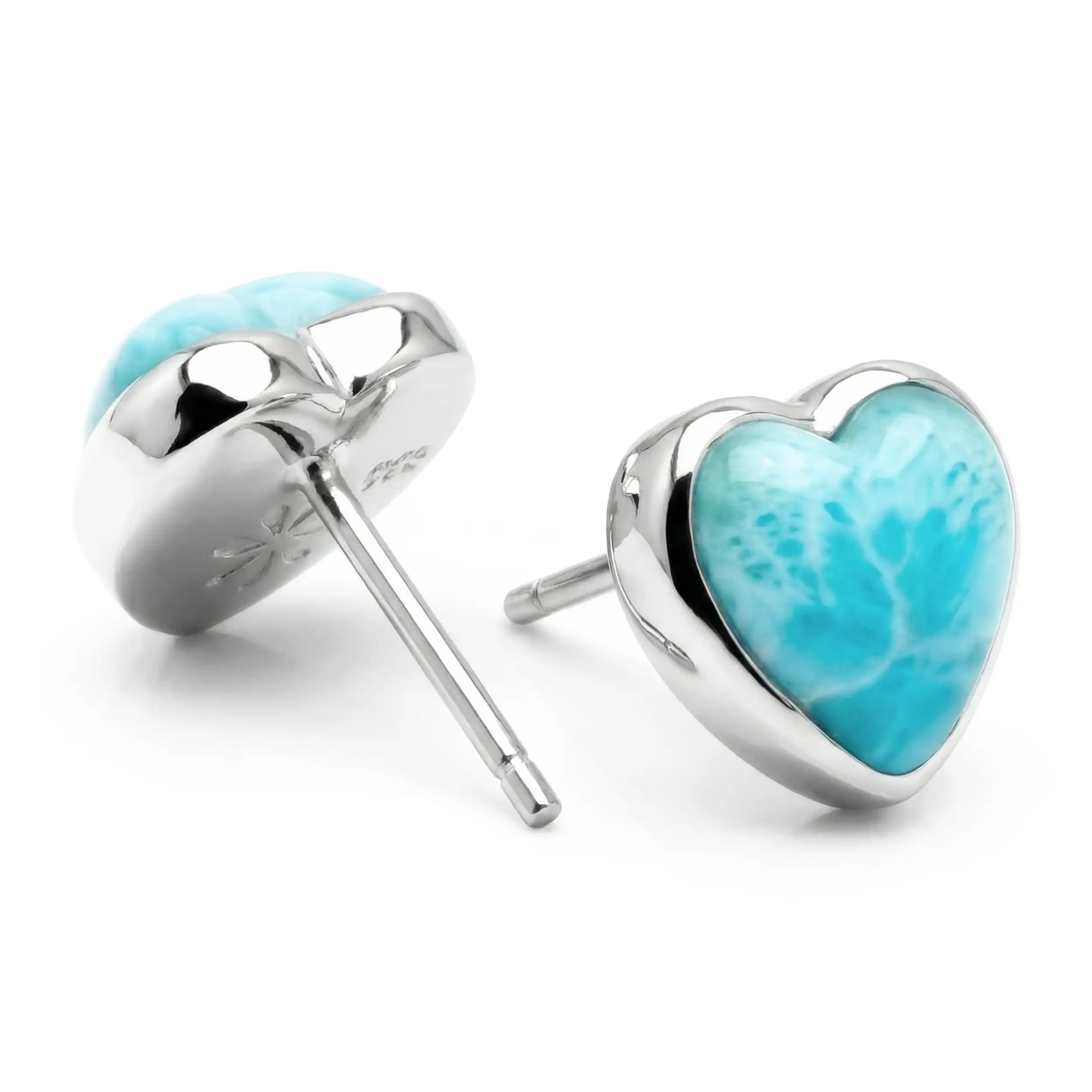 Larimar Heart Stud Earrings