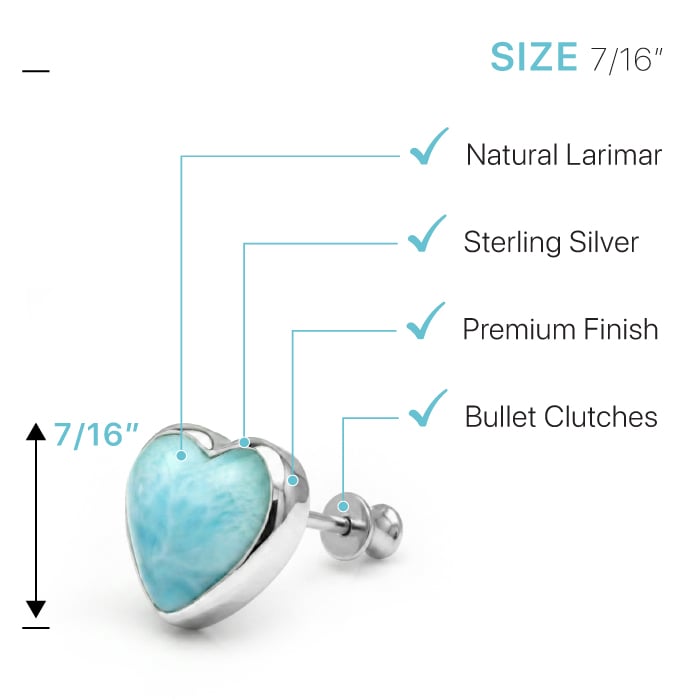 Larimar Heart Stud Earrings