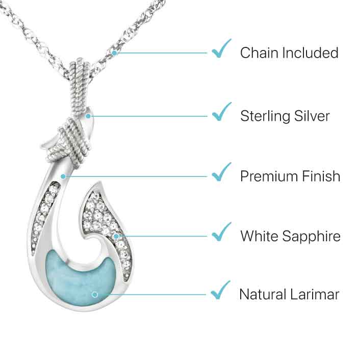 Fish Hook Pendant With White Sapphire in Sterling Silver by marahlago jewelry
