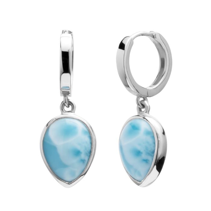 Huggie Earrings in sterling silver with larimar 