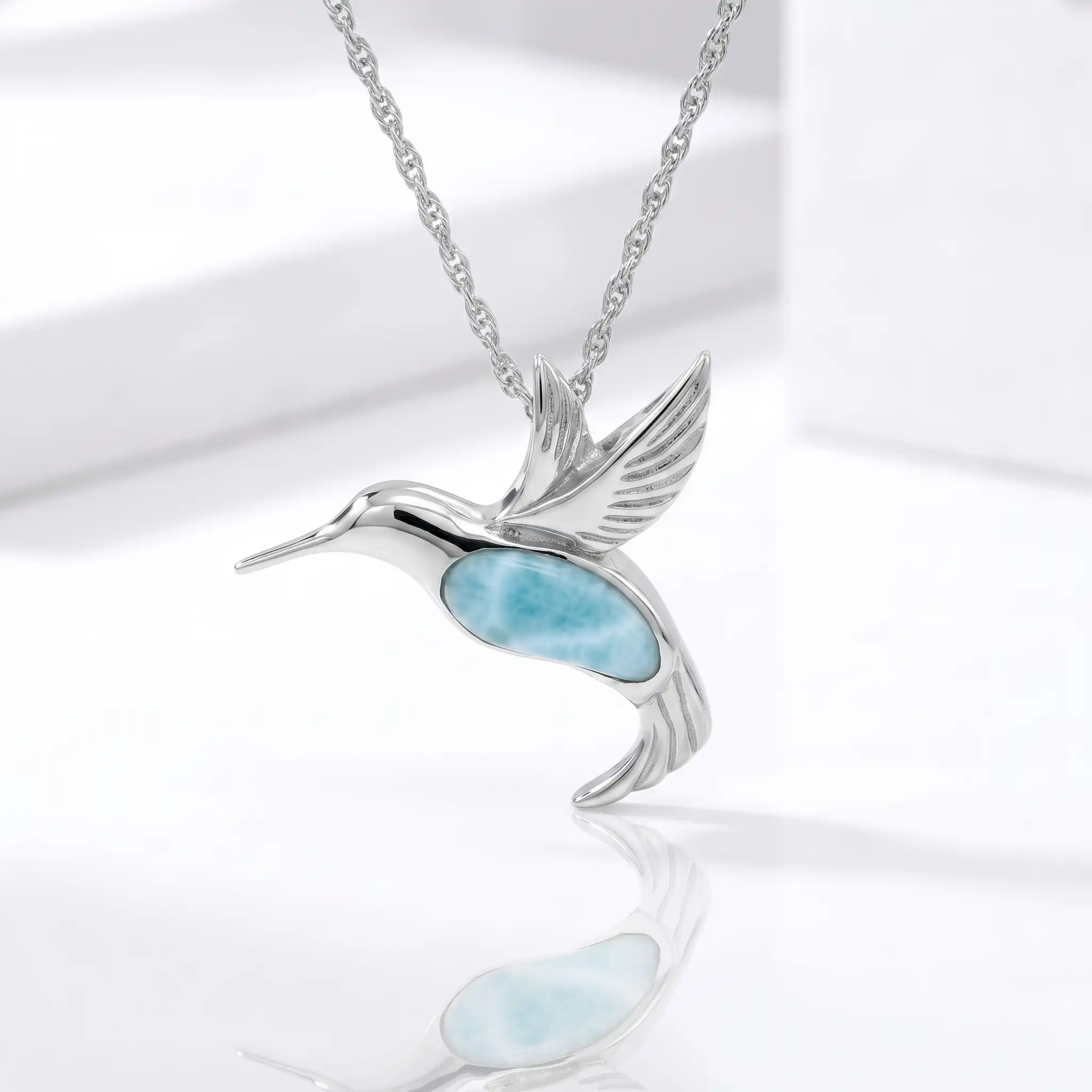 Larimar Hummingbird Necklace