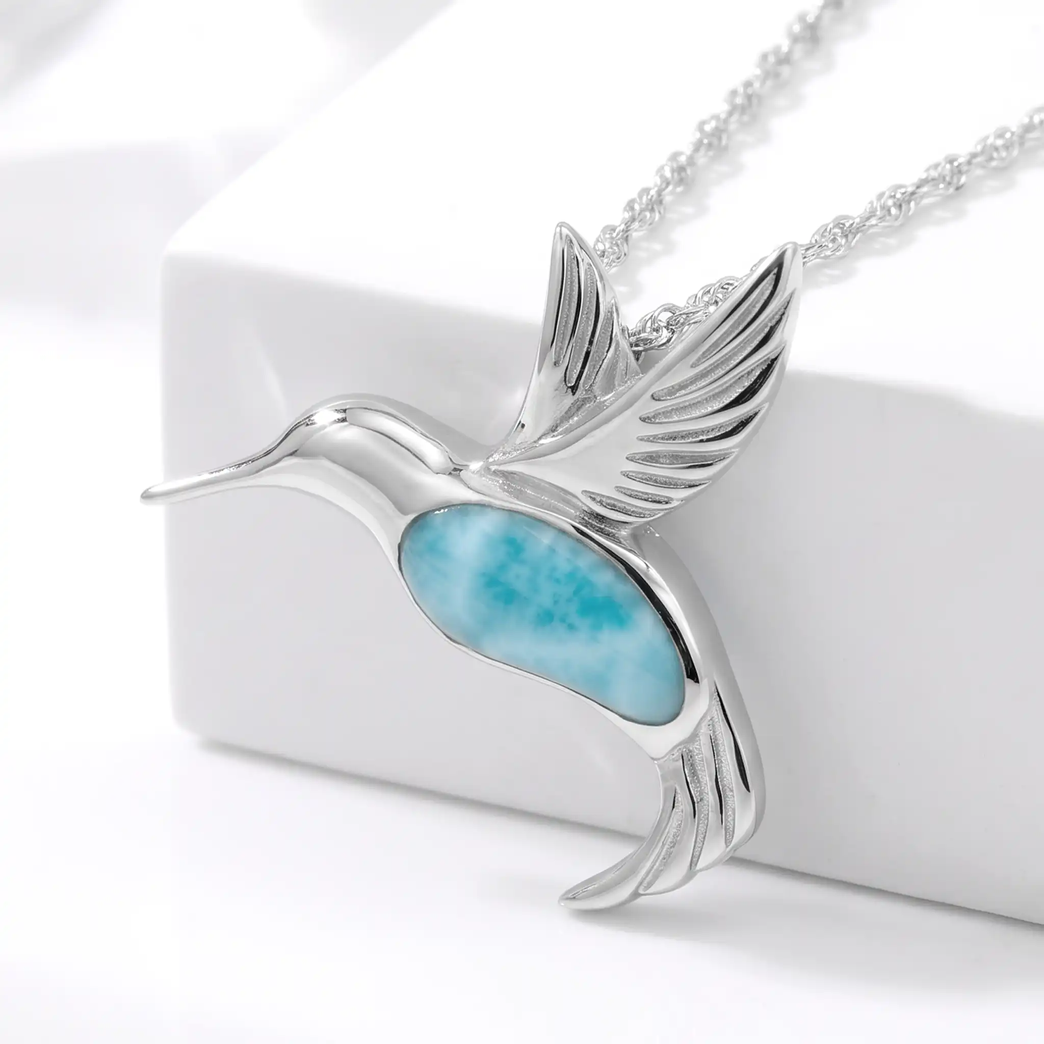 Larimar Hummingbird Necklace