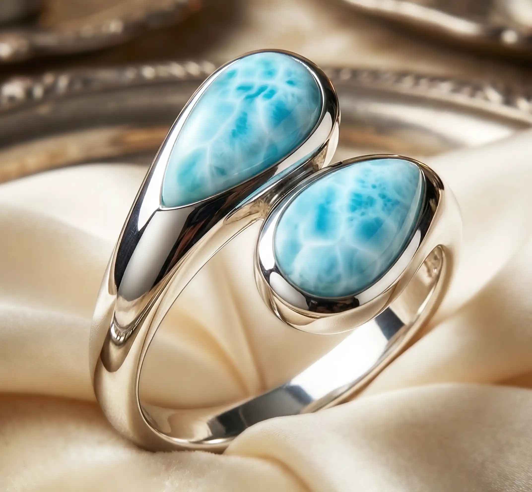 Ring Silver Larimar Marahlago Bypass