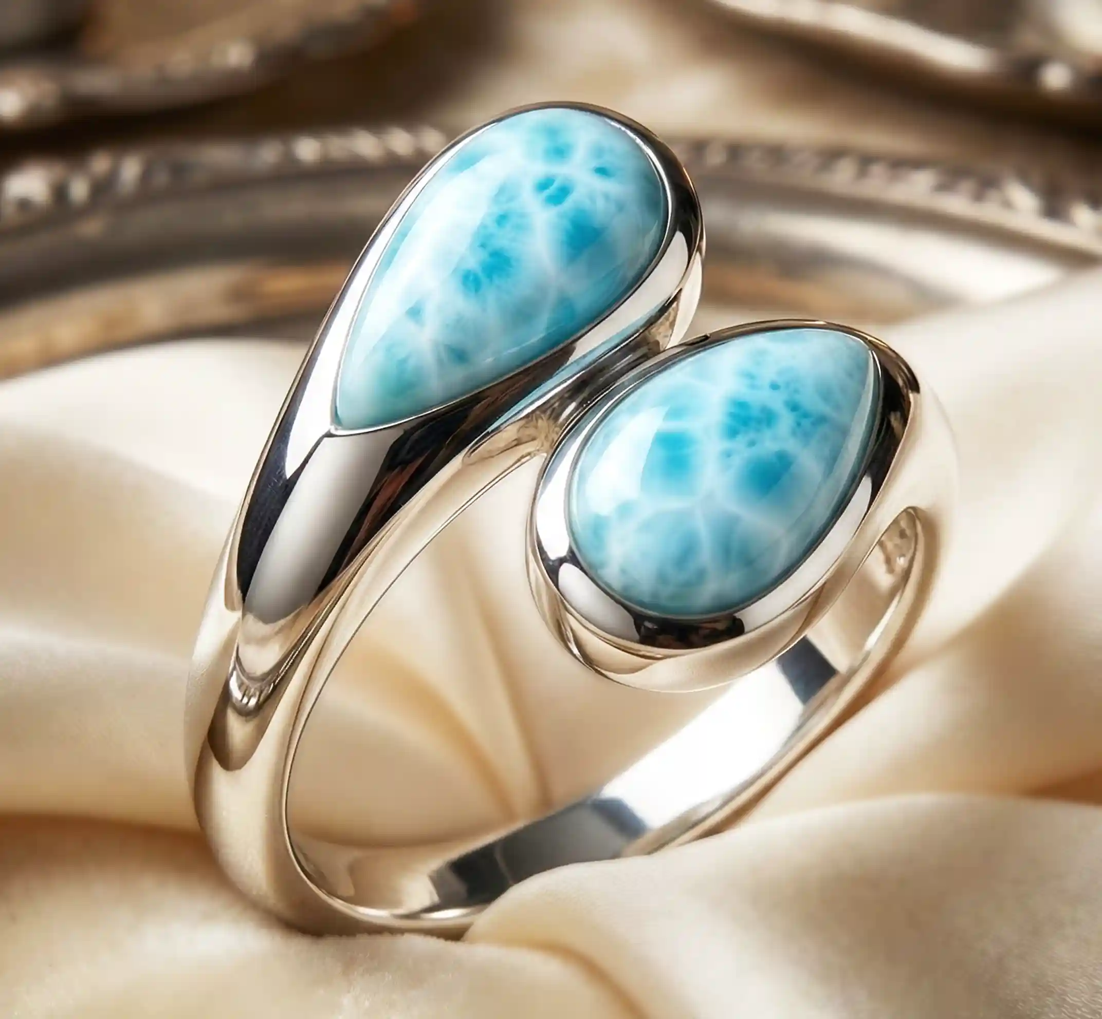 Ring Silver Larimar Marahlago Bypass