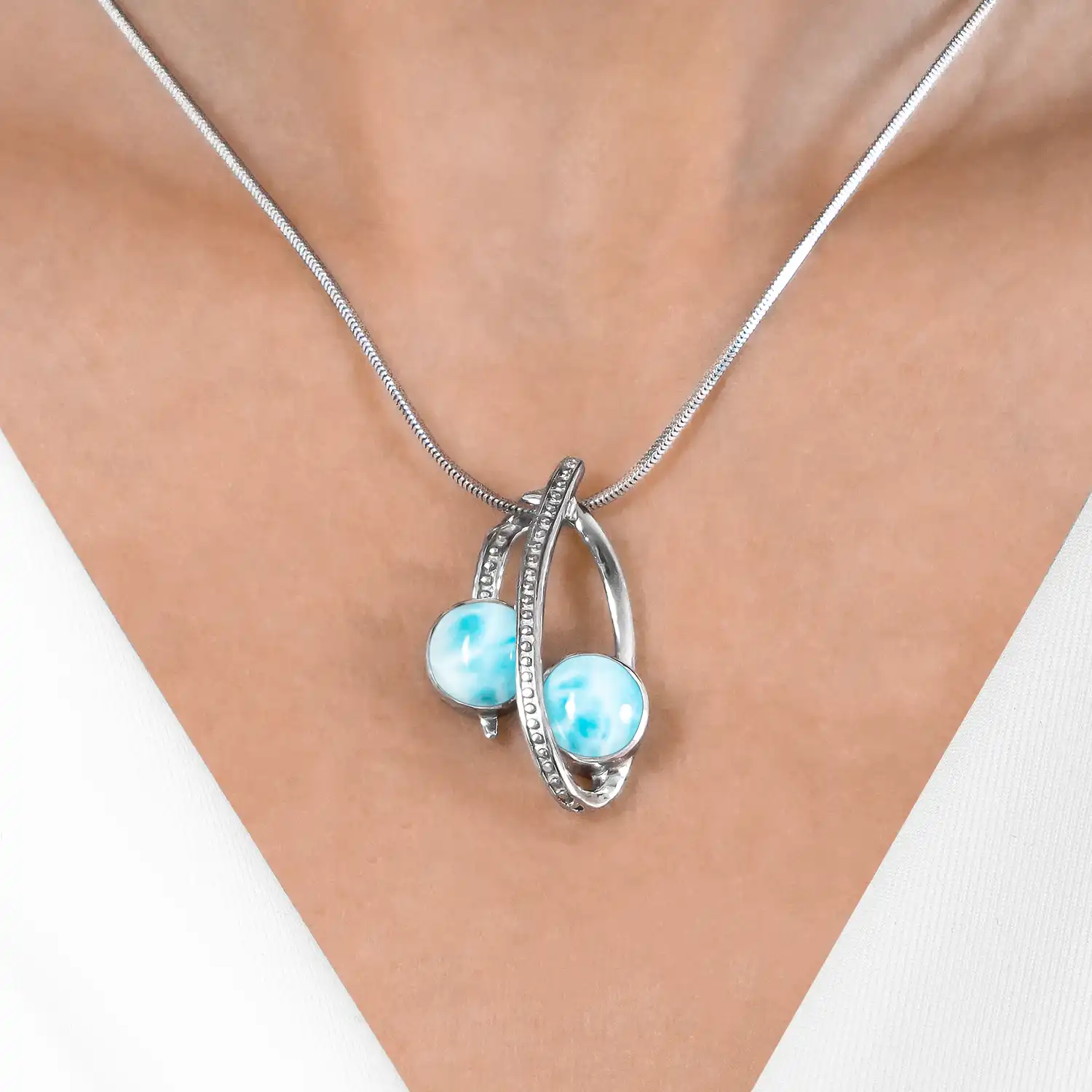 Trendy Blue Larimar Necklace