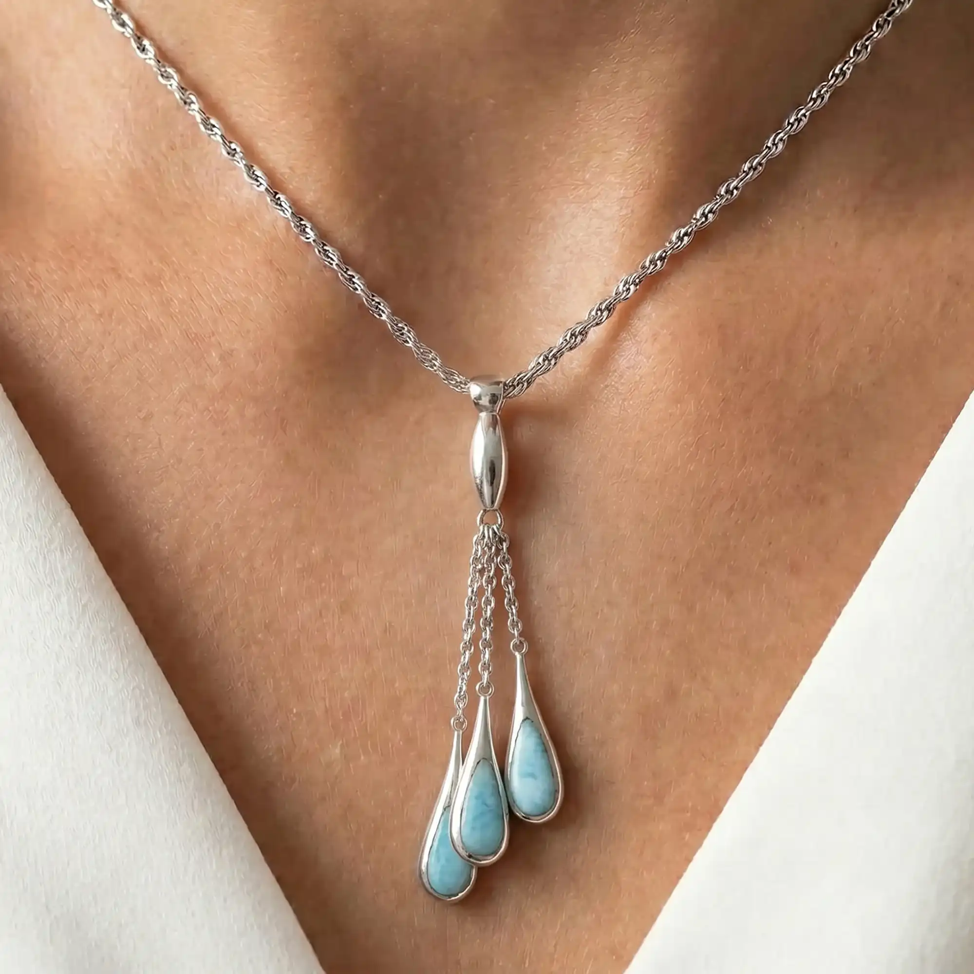 Larimar Sterling Silver Indra Pendant Necklace Marahlago Larimar Jewelry Gemstone 