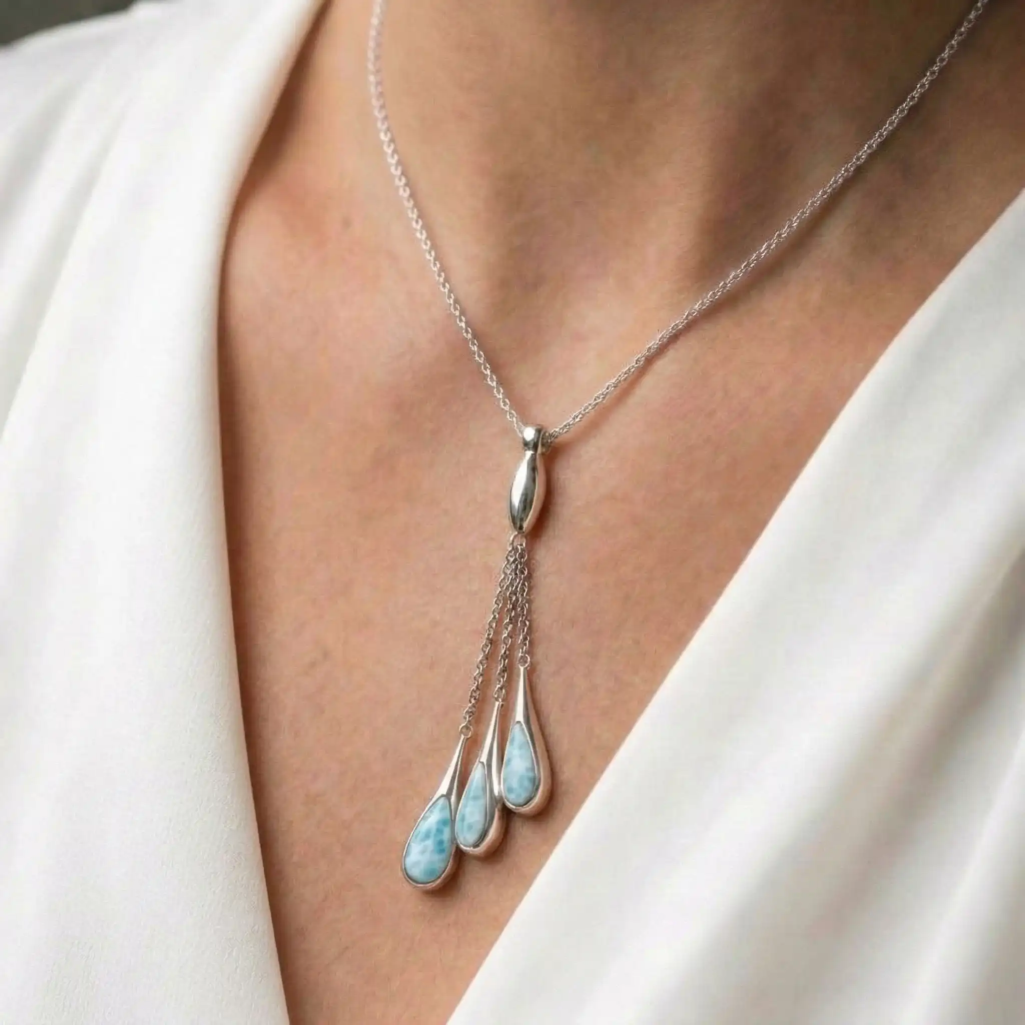 Larimar Sterling Silver Indra Pendant Necklace Marahlago Larimar Jewelry Gemstone 