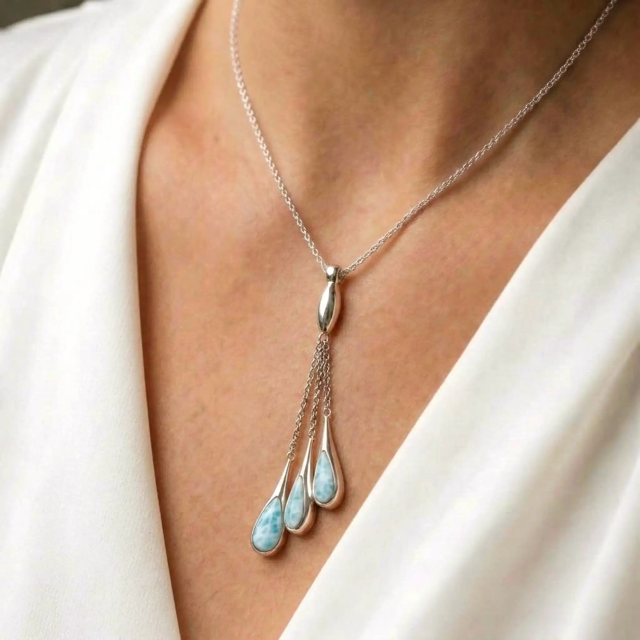 Larimar Sterling Silver Indra Pendant Necklace Marahlago Larimar Jewelry Gemstone 