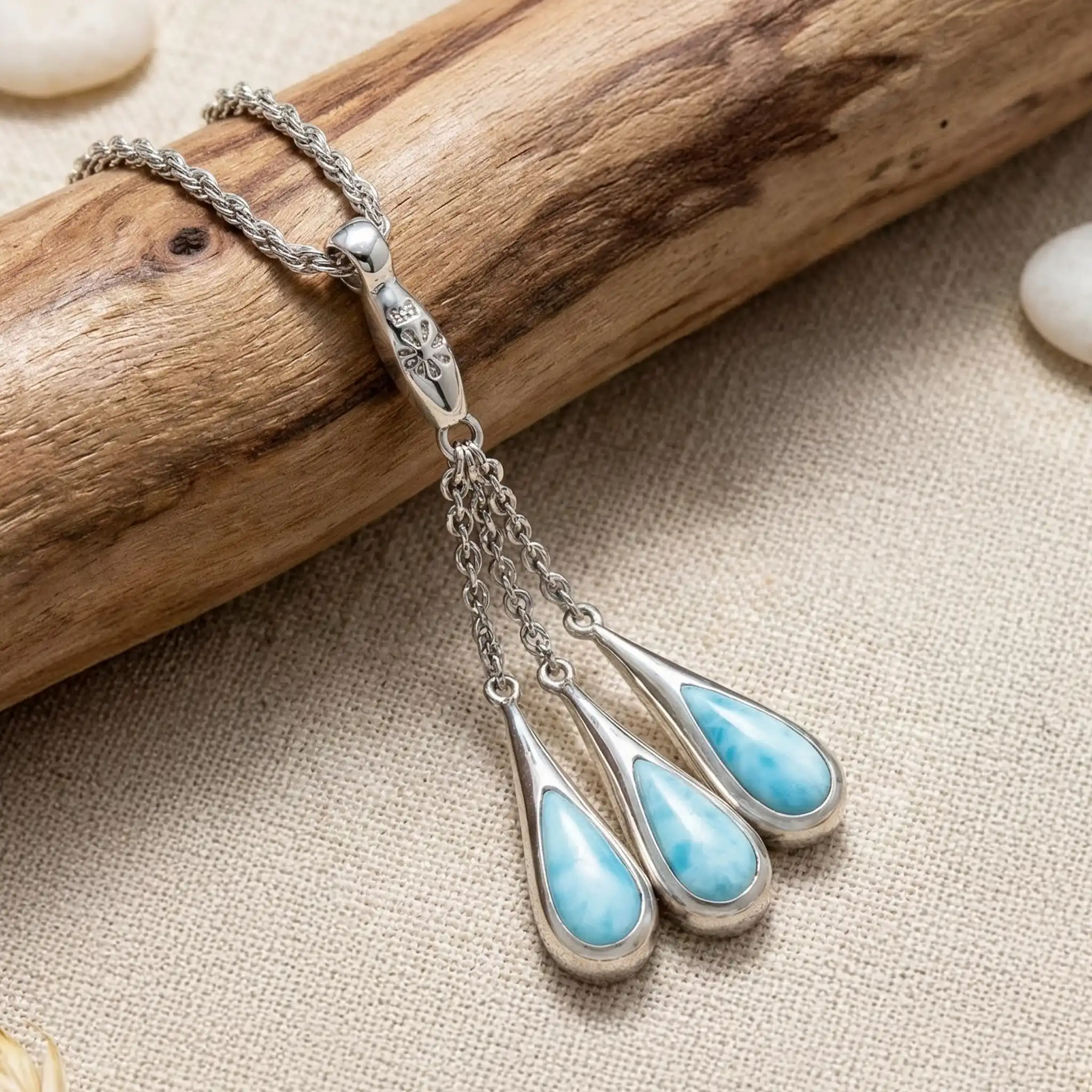 Larimar Sterling Silver Indra Pendant Necklace Marahlago Larimar Jewelry Gemstone 