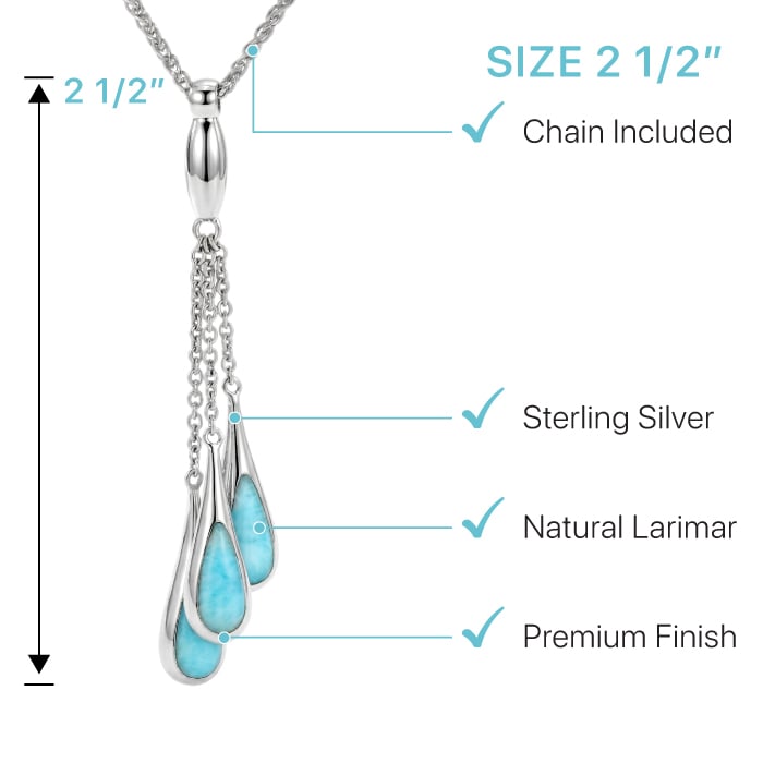 Larimar Sterling Silver Indra Pendant Necklace Marahlago Larimar Jewelry Gemstone 