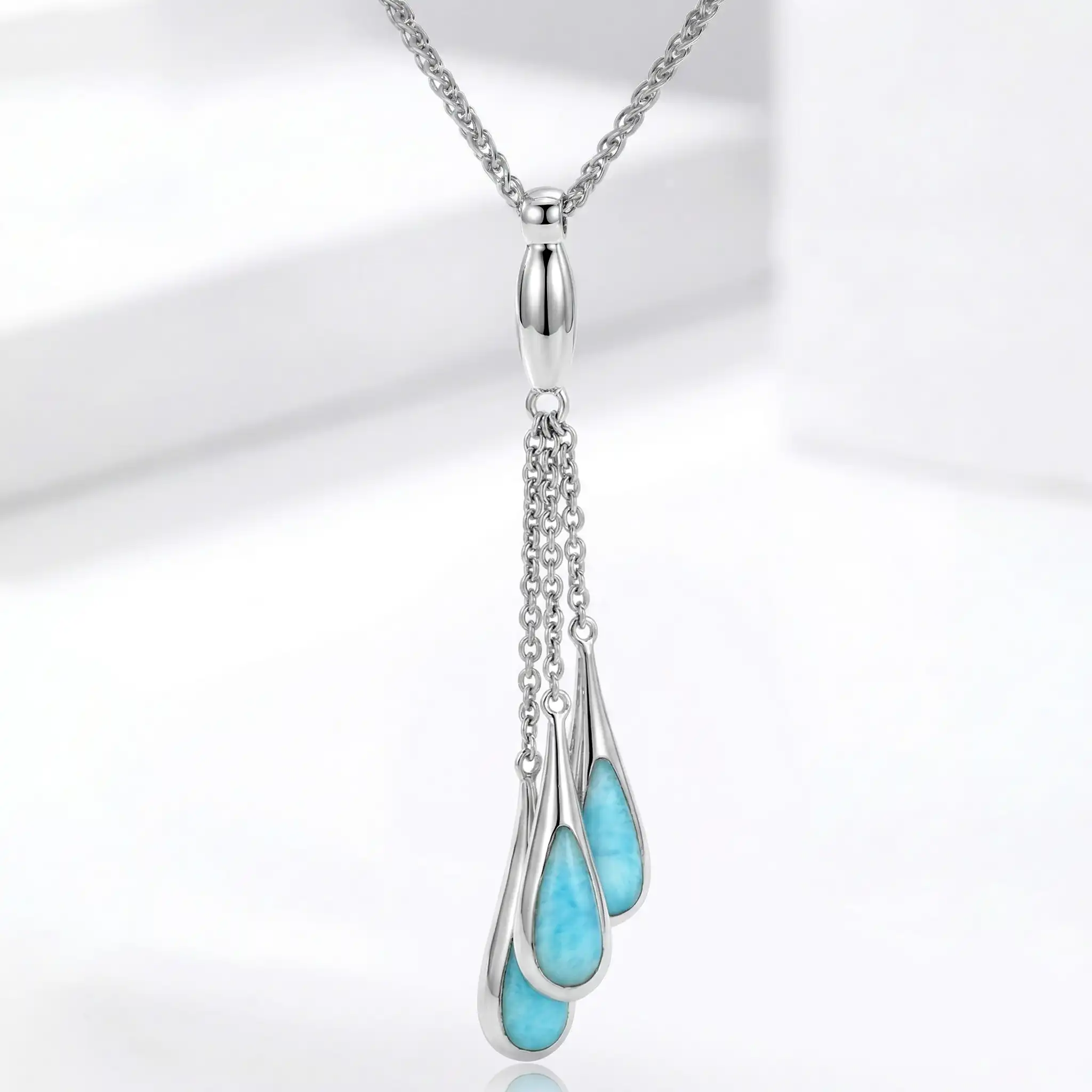 Larimar Sterling Silver Indra Pendant Necklace Marahlago Larimar Jewelry Gemstone 