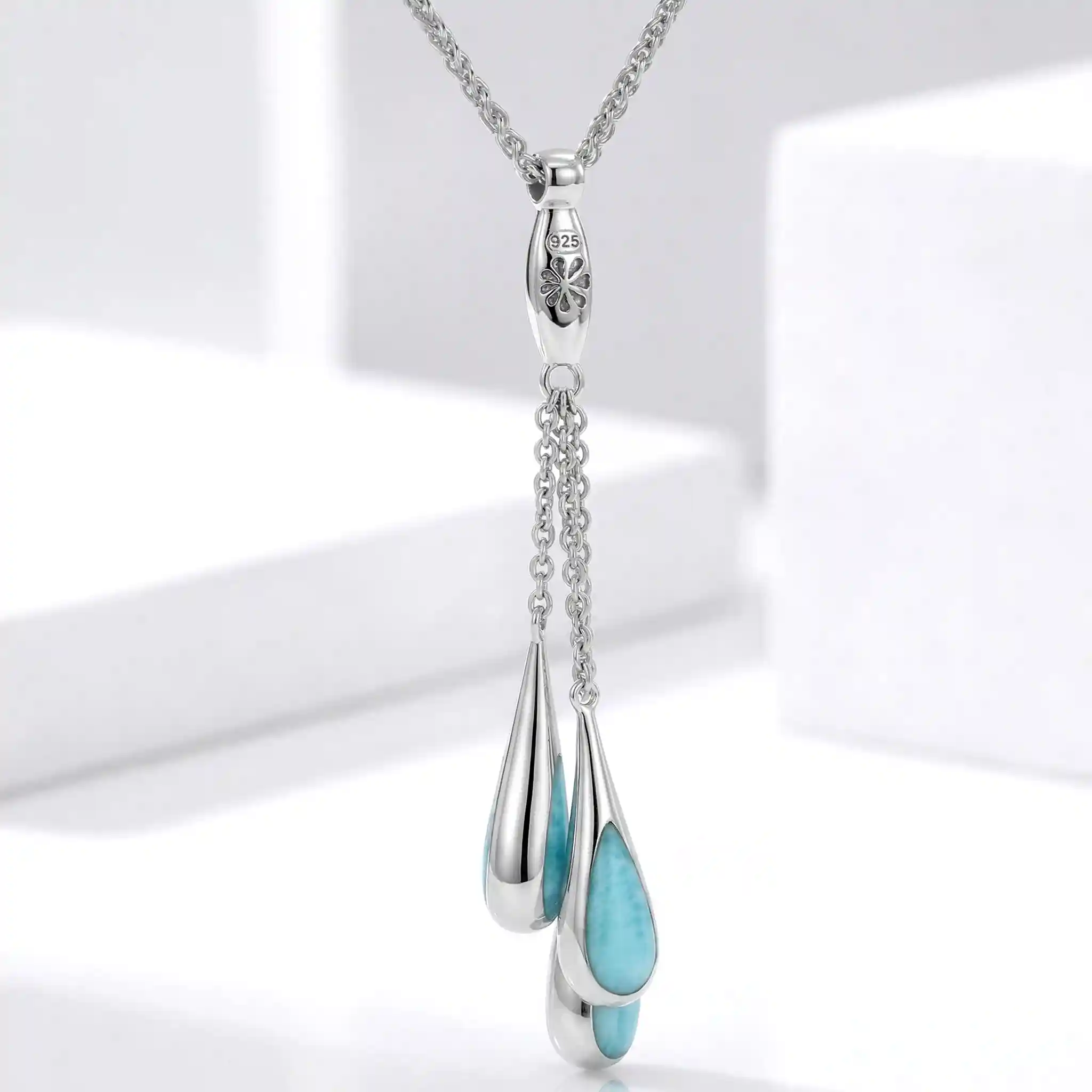 Larimar Sterling Silver Indra Pendant Necklace Marahlago Larimar Jewelry Gemstone 