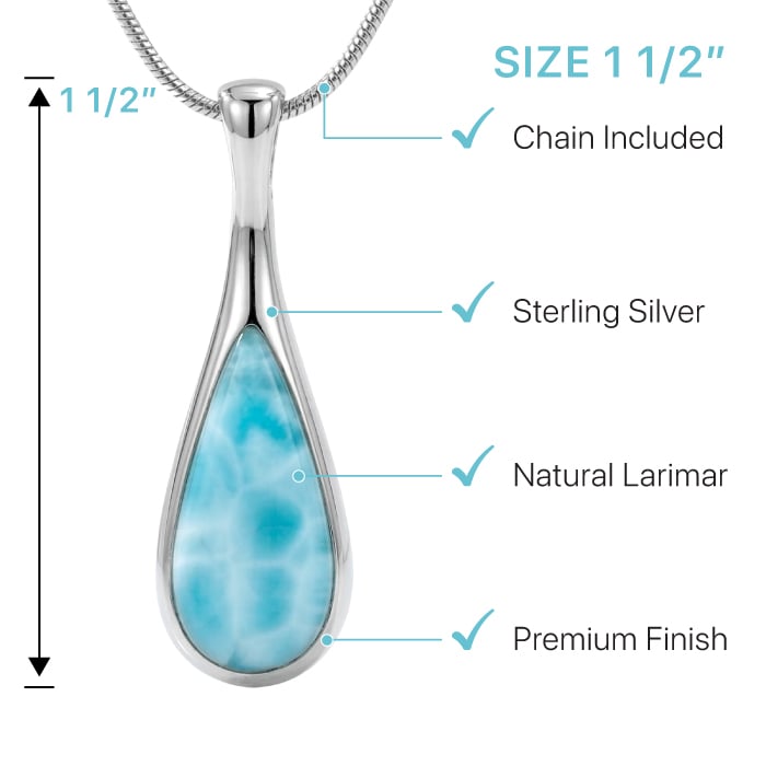 Larimar Sterling Silver Teardrop Necklace