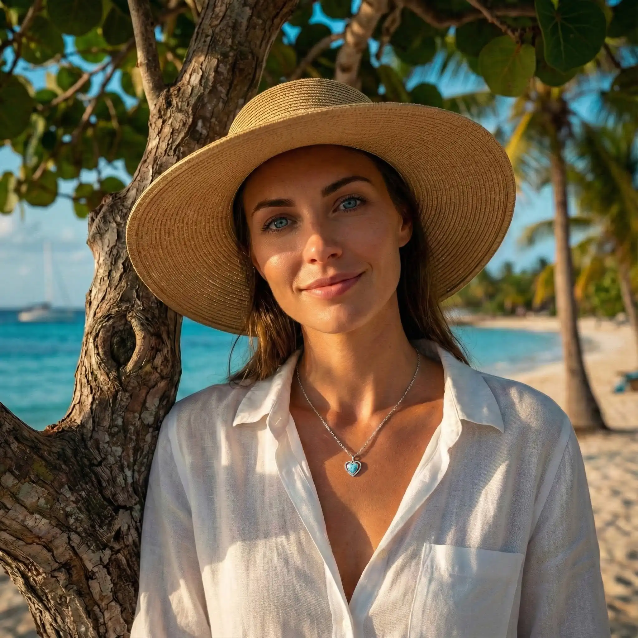 Infinity heart necklace with White Sapphire and larimar by Marahlago
