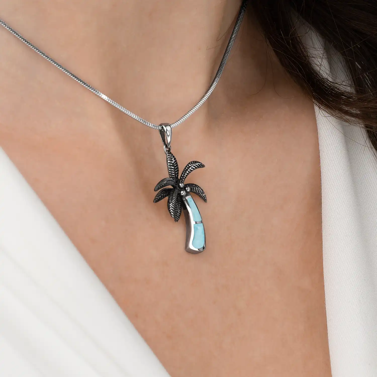 Palm Tree Pendant in Sterling Silver