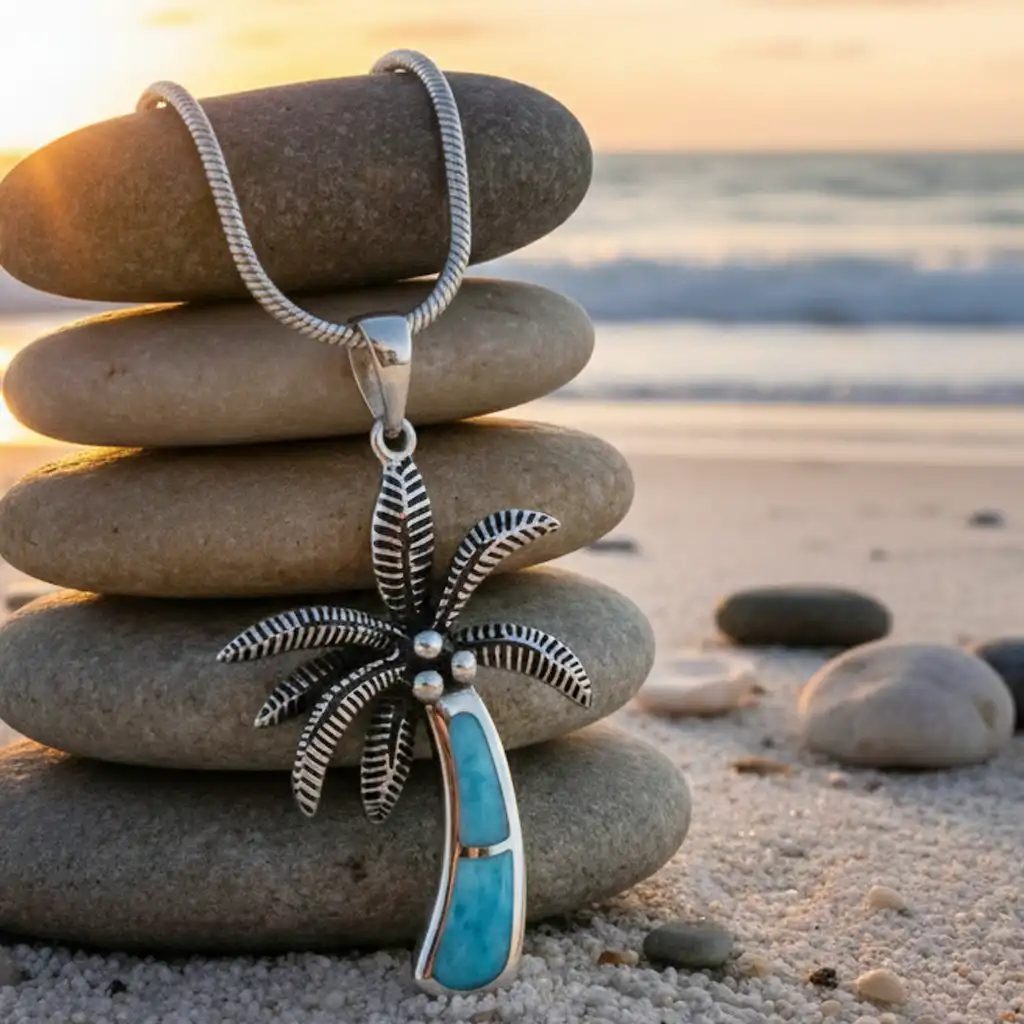 Palm Tree Pendant in Sterling Silver