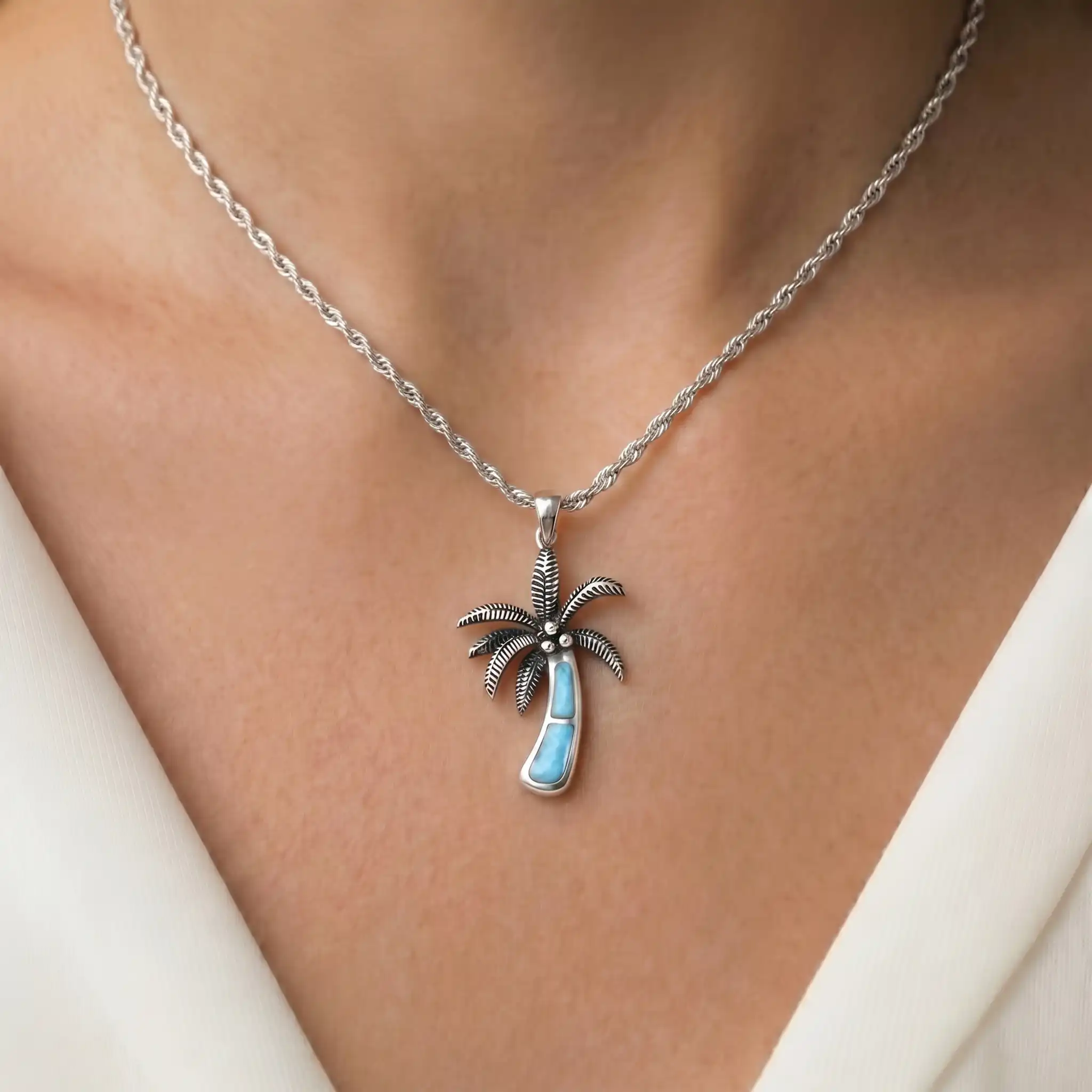 Palm Tree Pendant in Sterling Silver