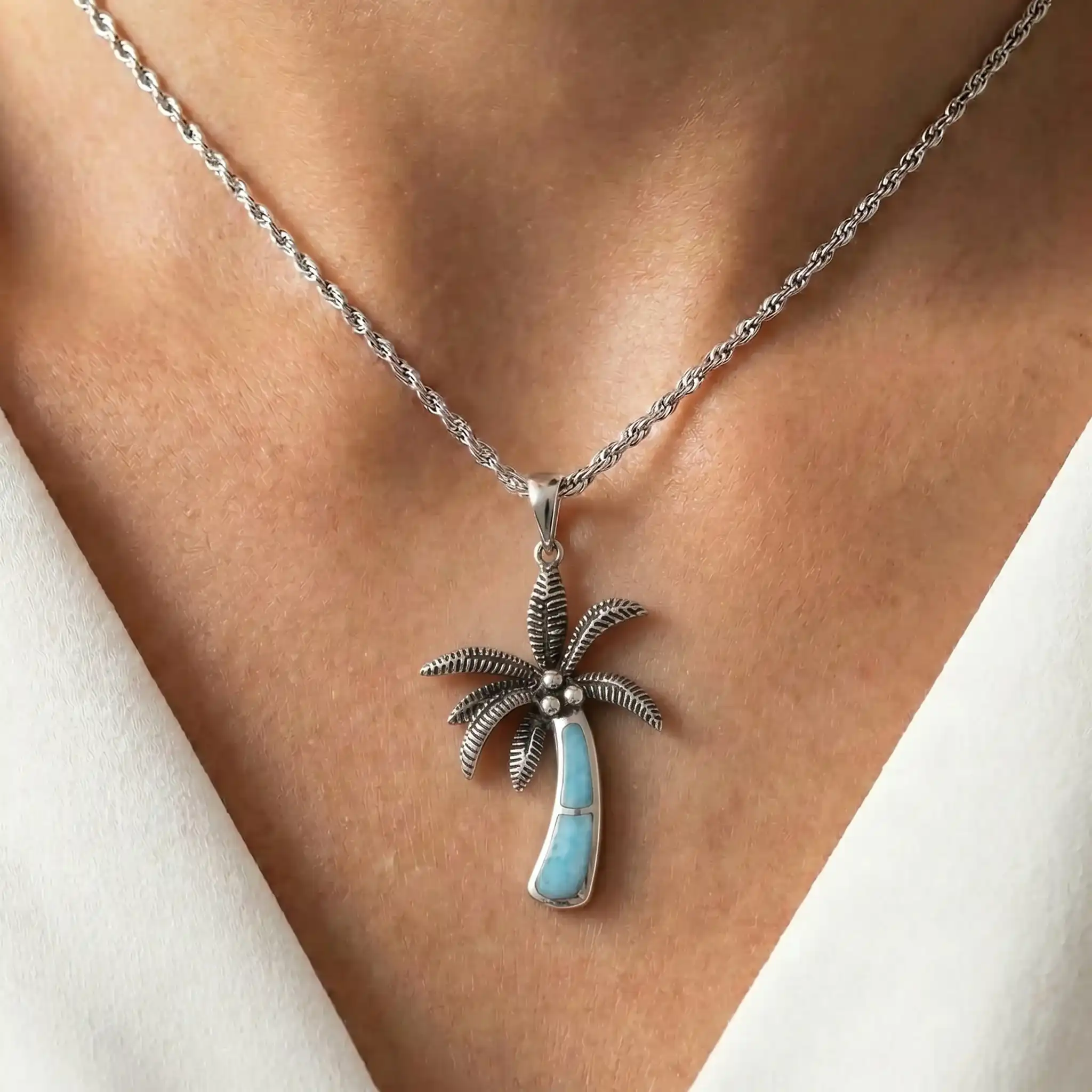 Palm Tree Pendant in Sterling Silver