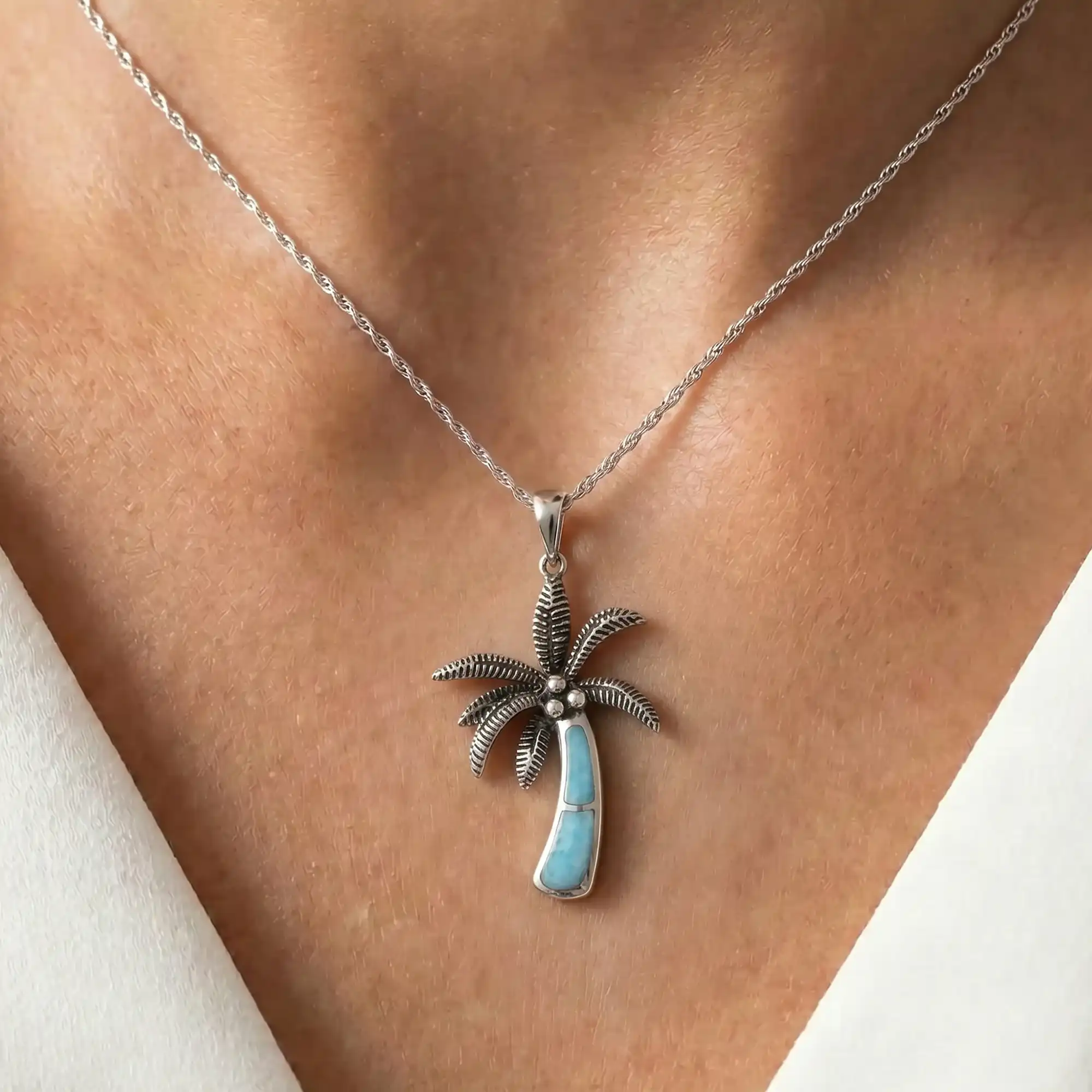 Palm Tree Pendant in Sterling Silver