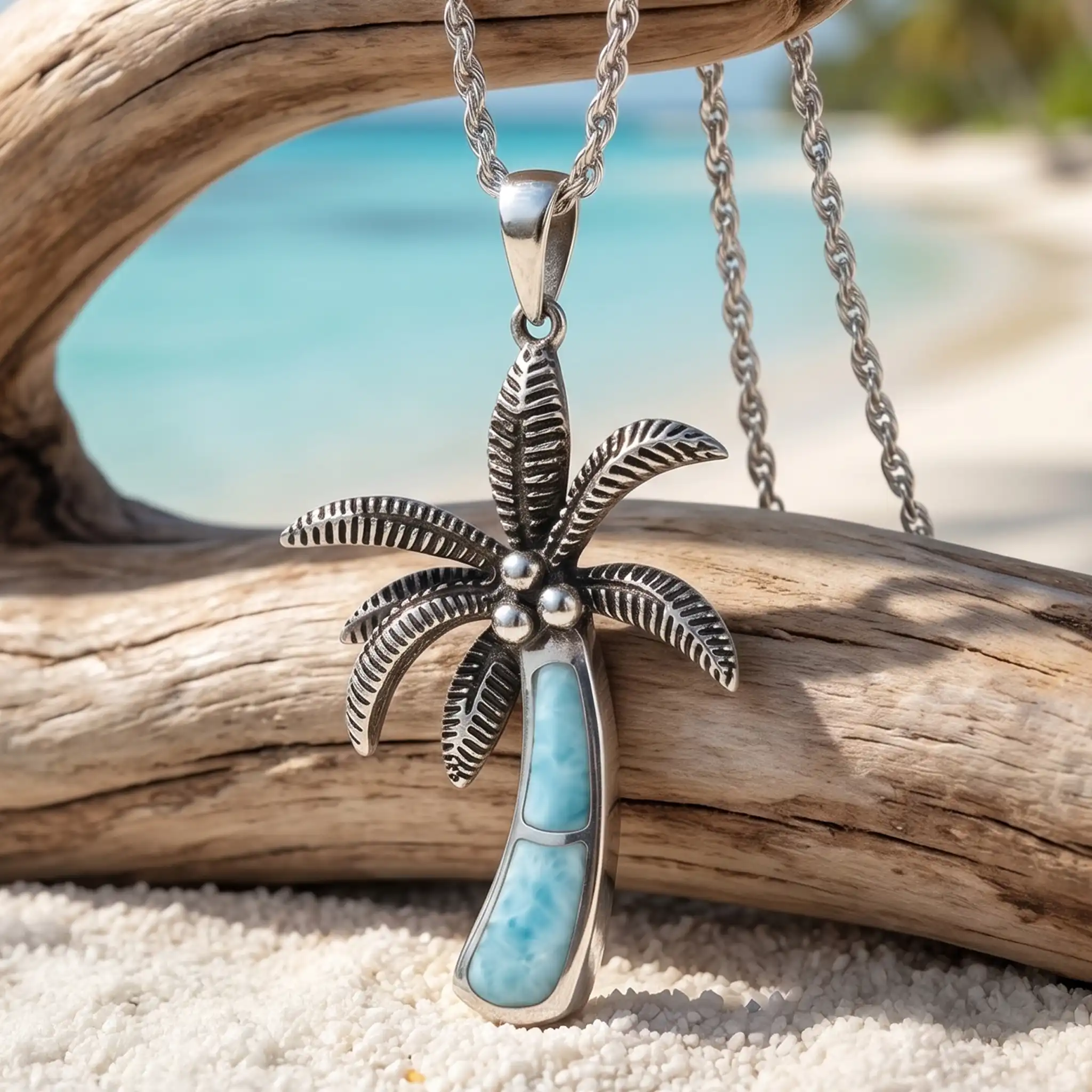 Palm Tree Pendant in Sterling Silver